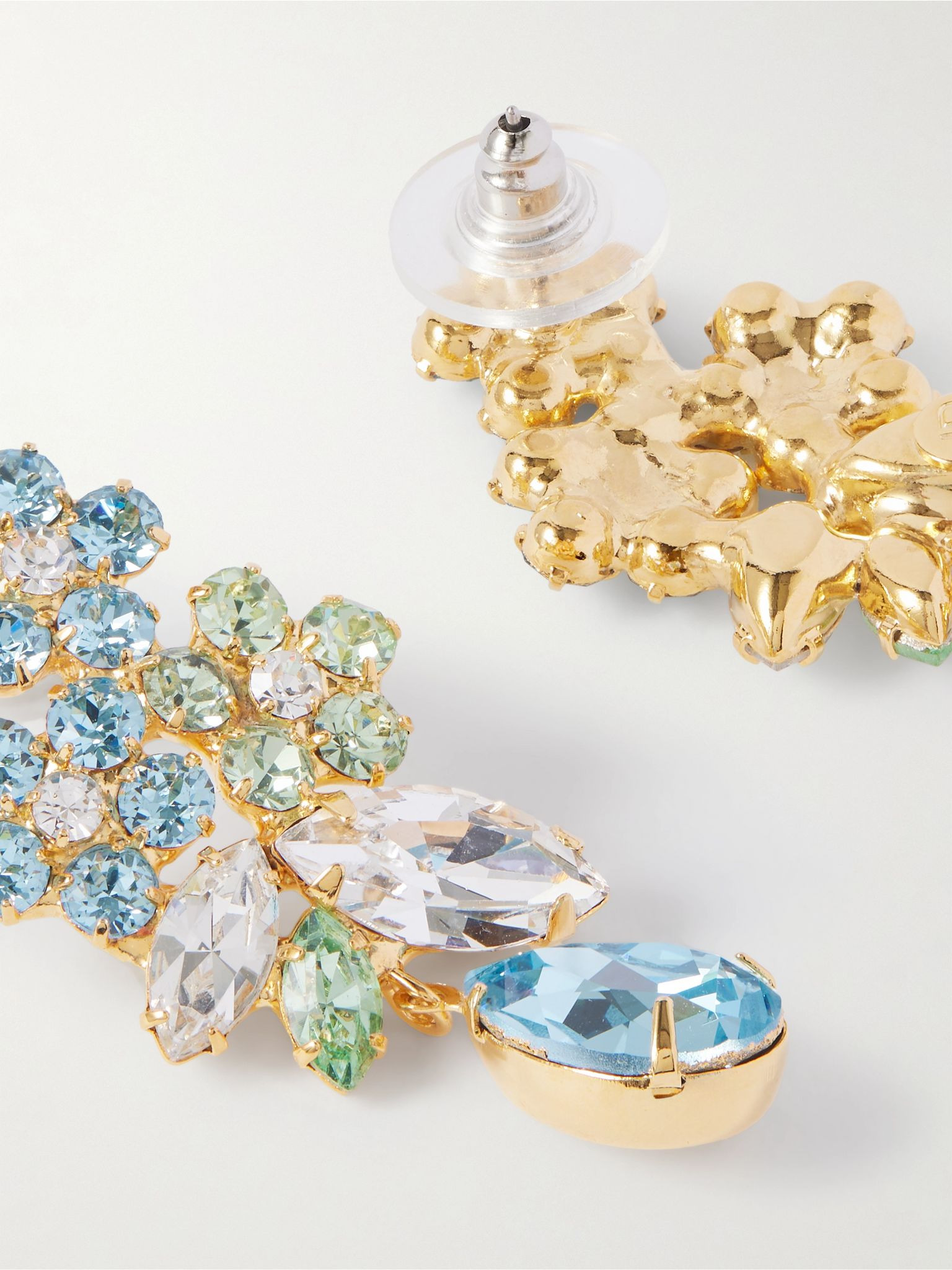Bouquet gold-plated crystal earrings Blue - 3