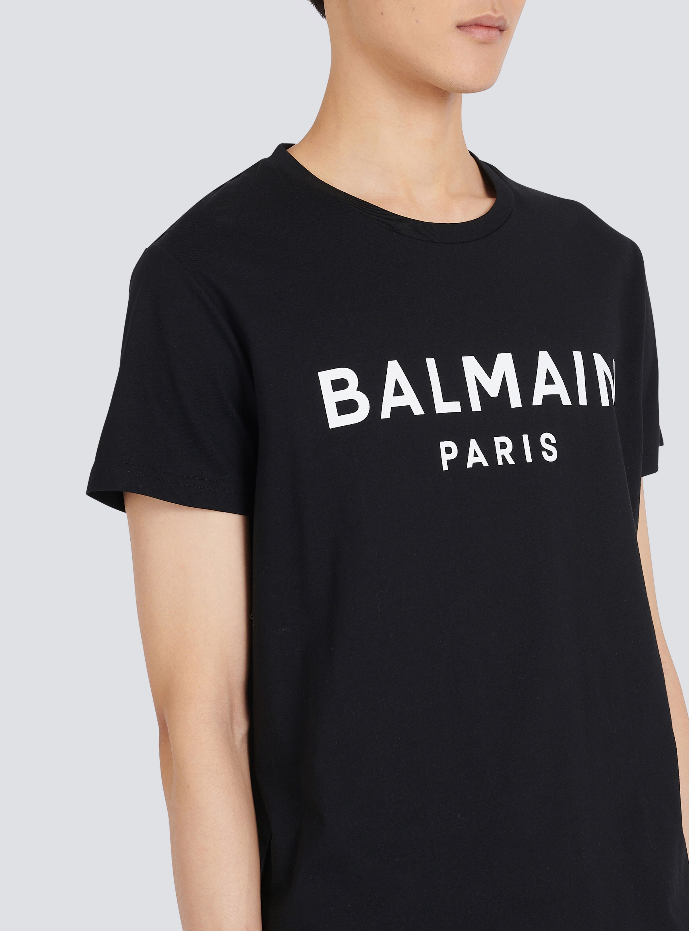 Eco-designed cotton T-shirt with Balmain Paris logo print - 7