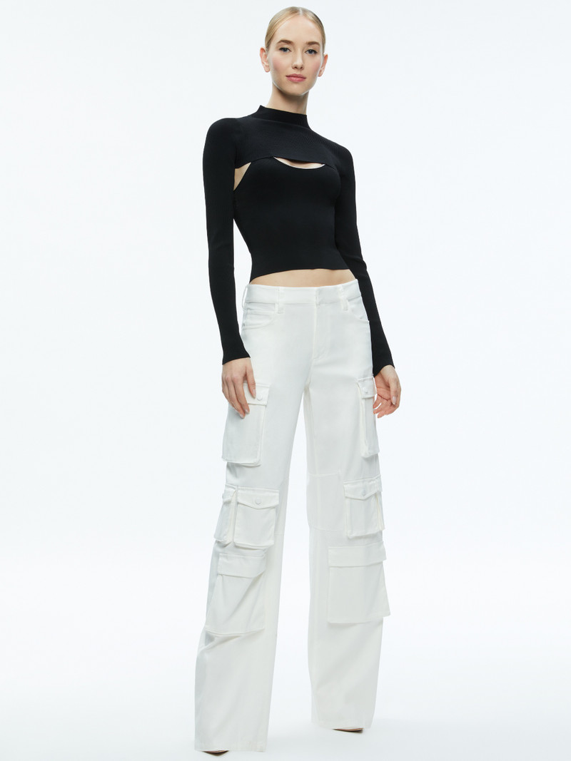 Alice + Olivia OLYMPIA MID RISE BAGGY CARGO PANTS outlook