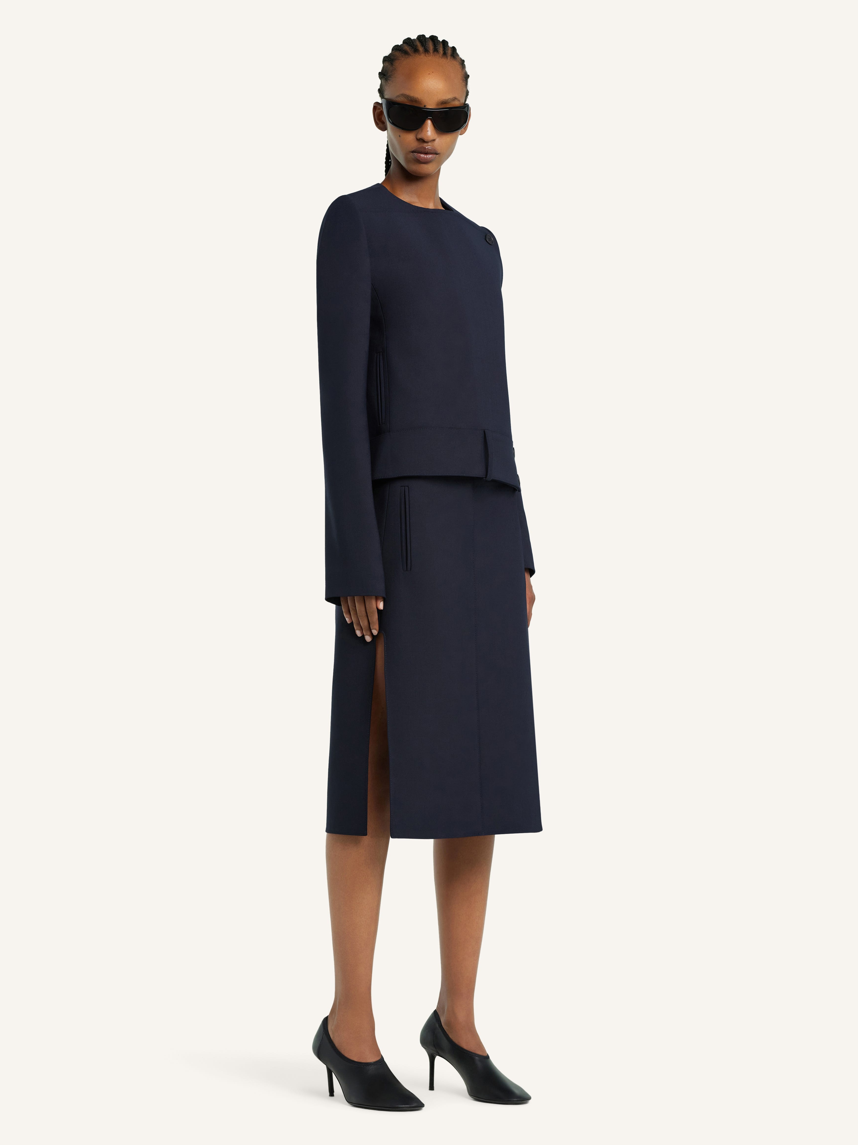 BELTED SLIT SKIRT - 3