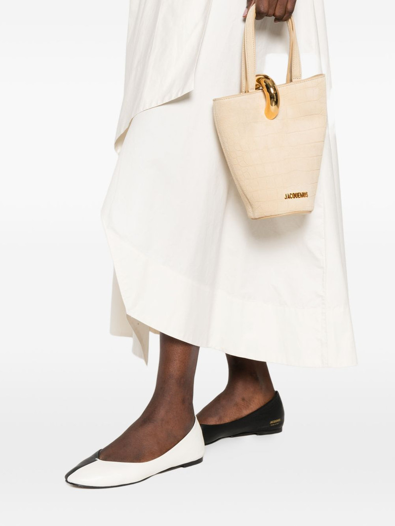 JACQUEMUS Le Petit Bambola crocodile-effect suede tote bag outlook