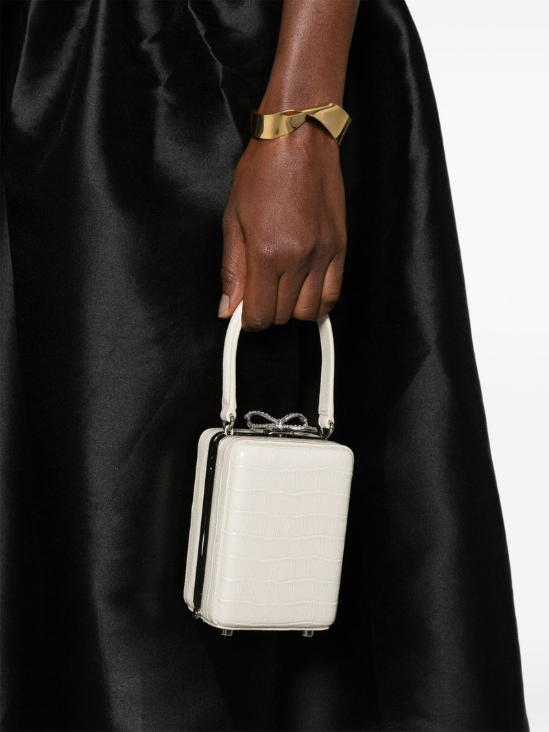 self-portrait micro crocodille-effect leather tote bag outlook