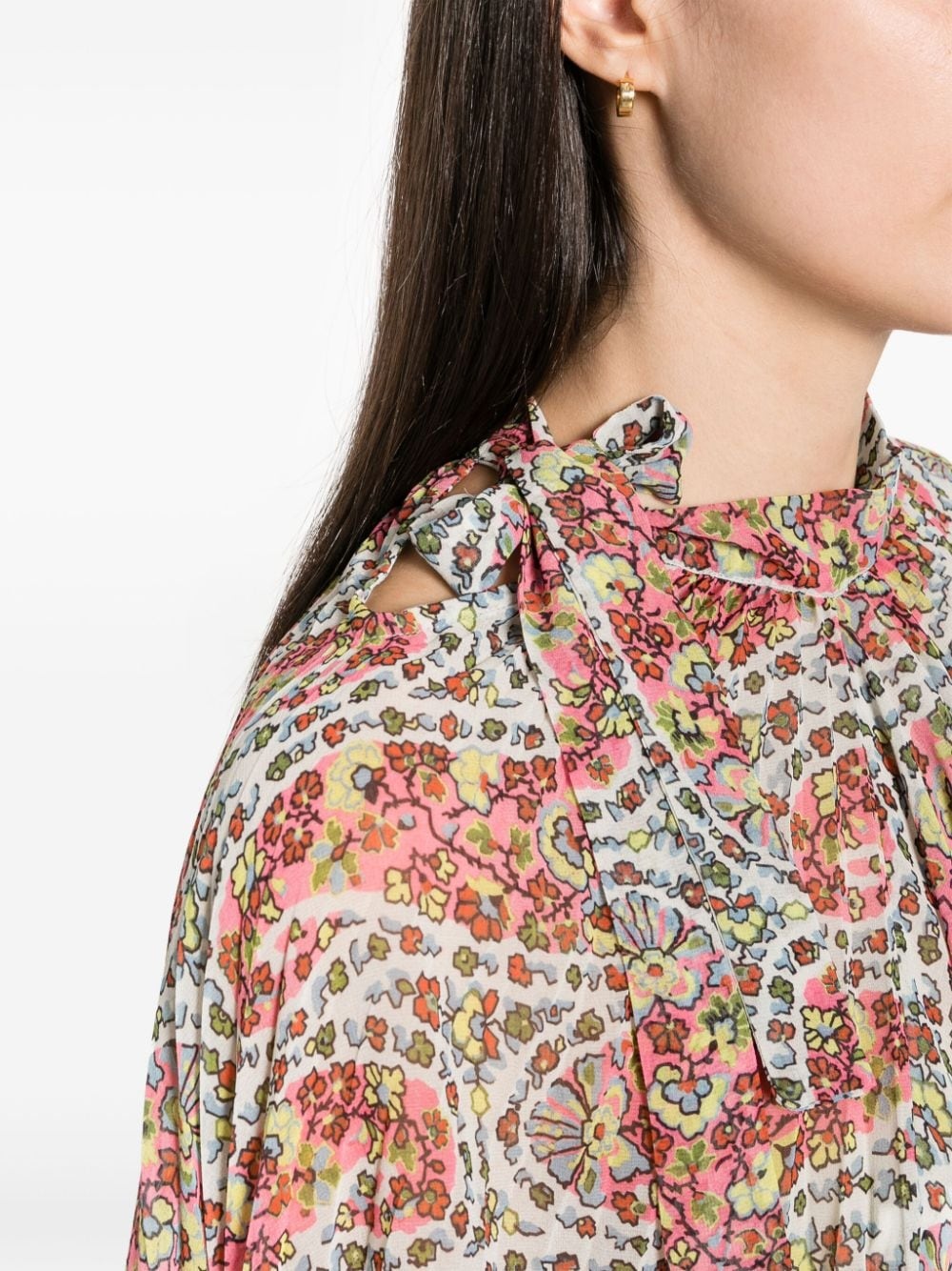 floral-print draped blouse - 5