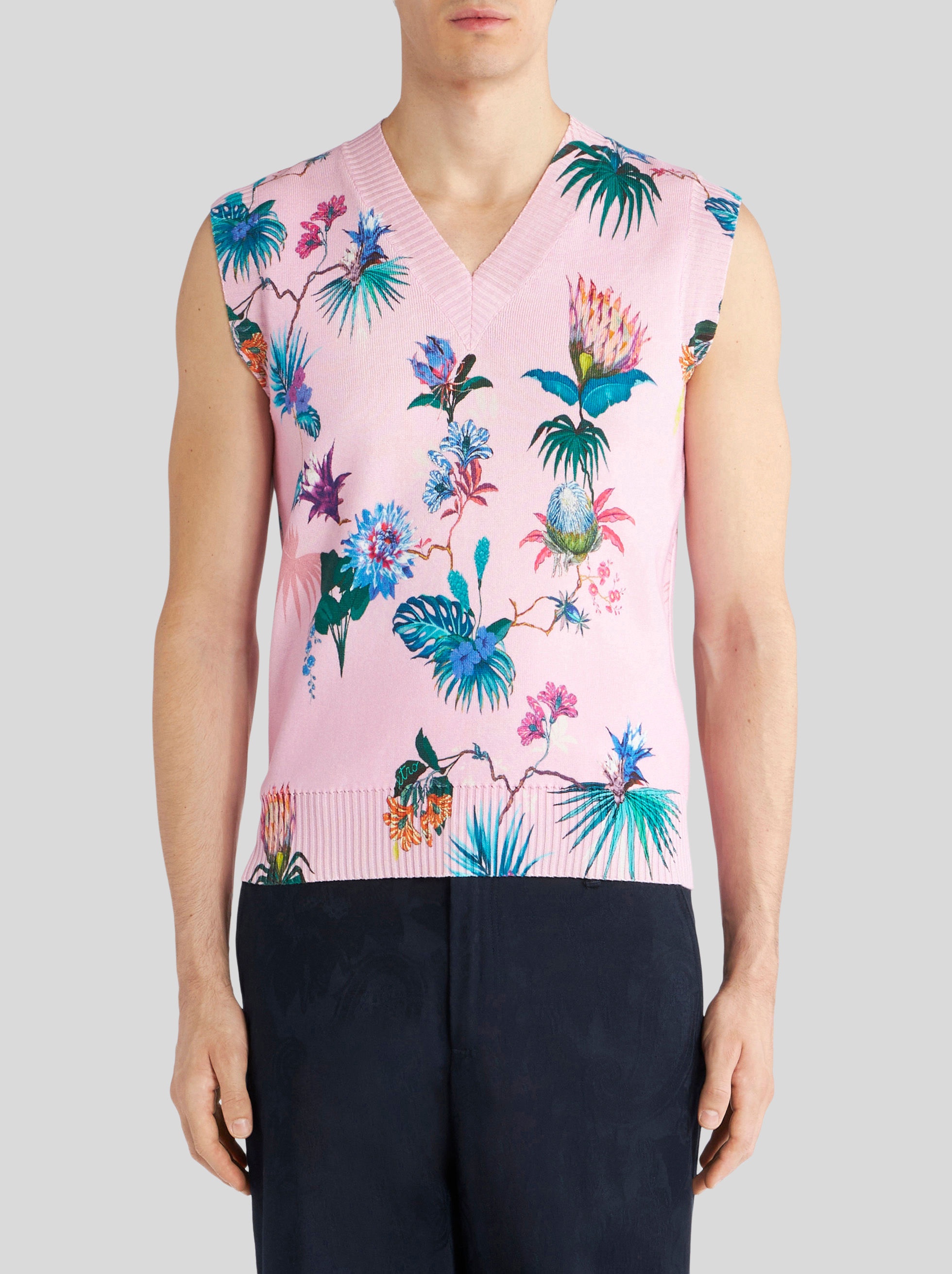 FLORAL JACQUARD KNITTED WAISTCOAT - 2