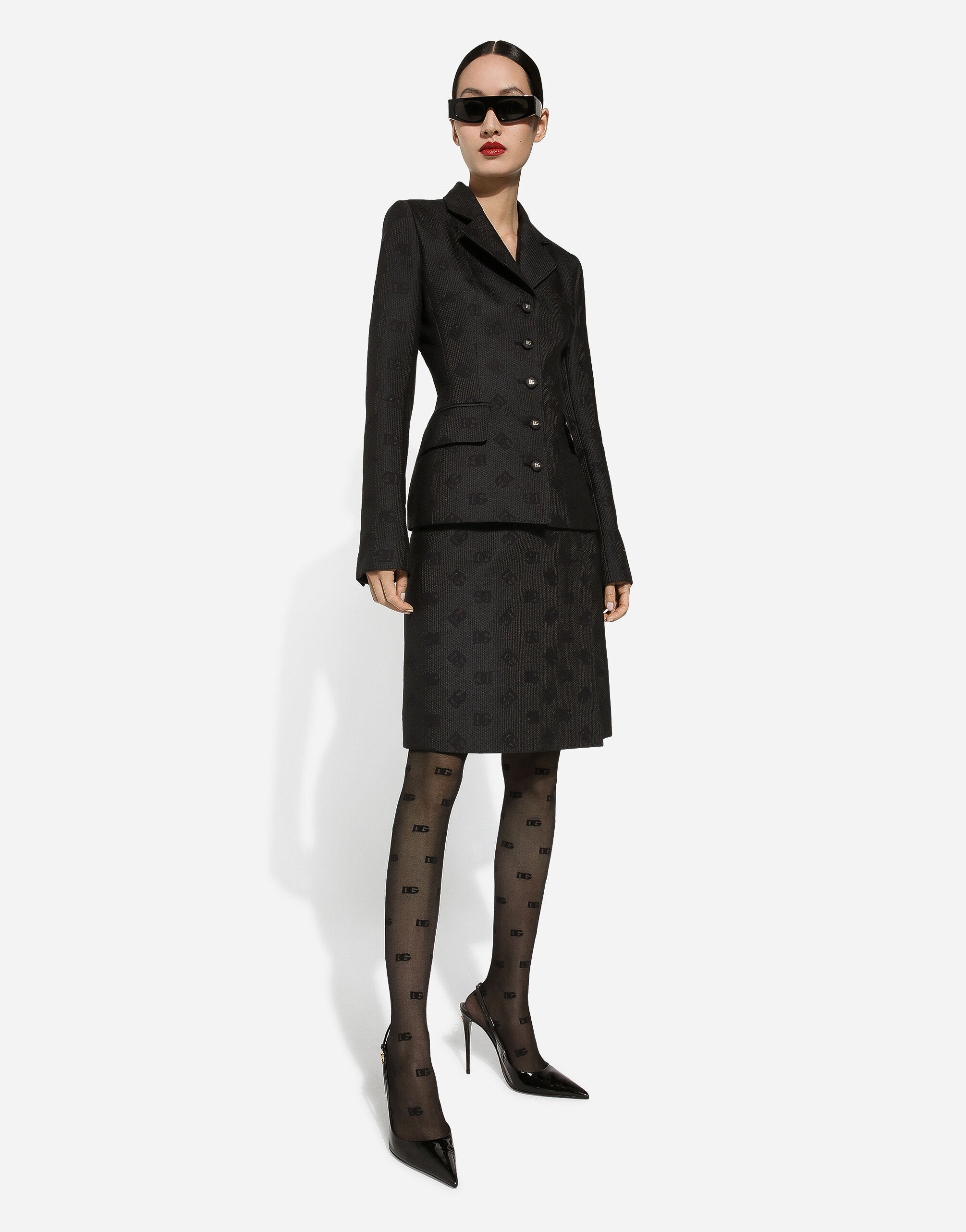 スカート DOLCE&GABBANA DG LOGO JACQUARD MIDI SKIRT Floral quilted jacquard midi skirt with DG logo in Azure for