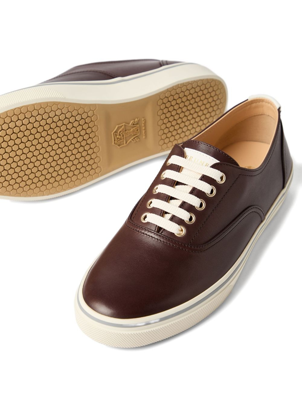 leather lace-up sneakers - 3