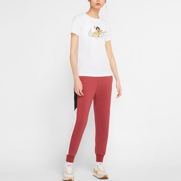 (WMNS) Nike Cartoon Logo Knit Short Sleeve 'White' CW6758-100 - 5