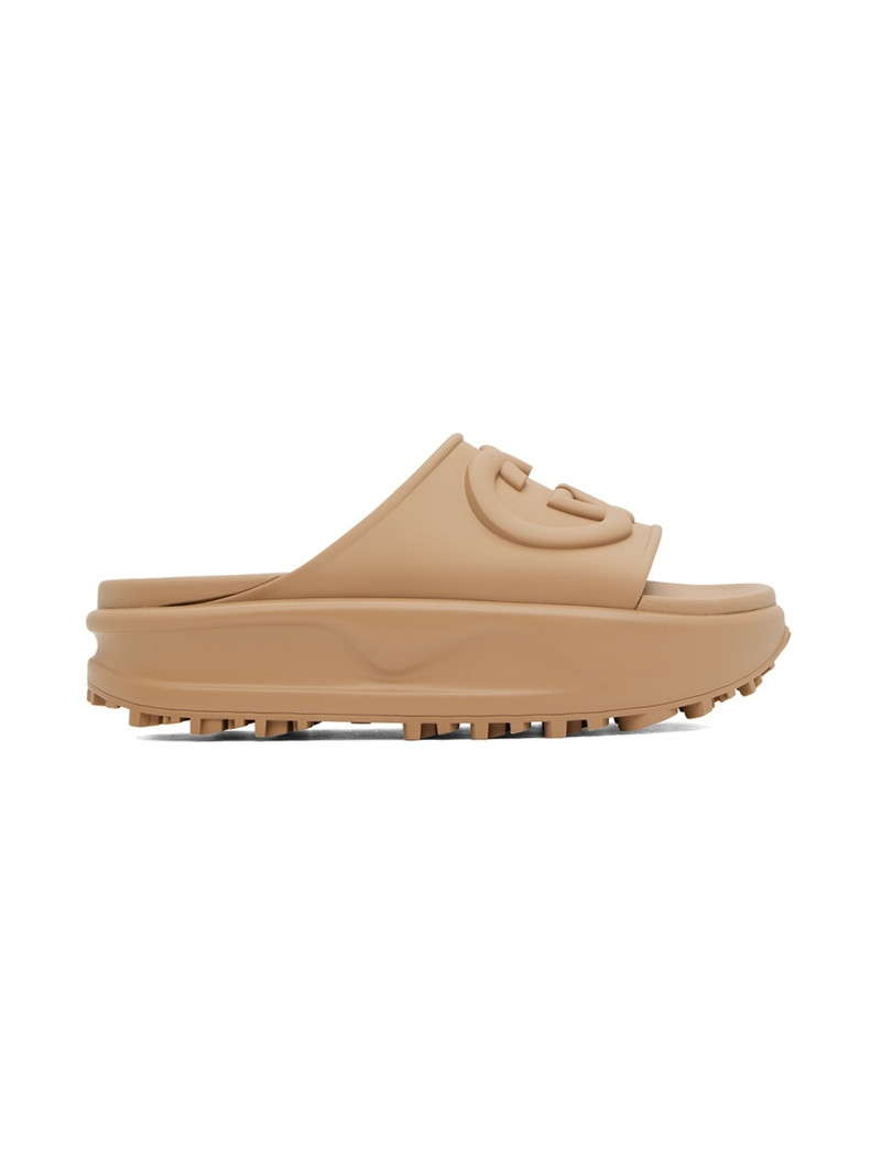 Beige Interlocking G Sandals 1