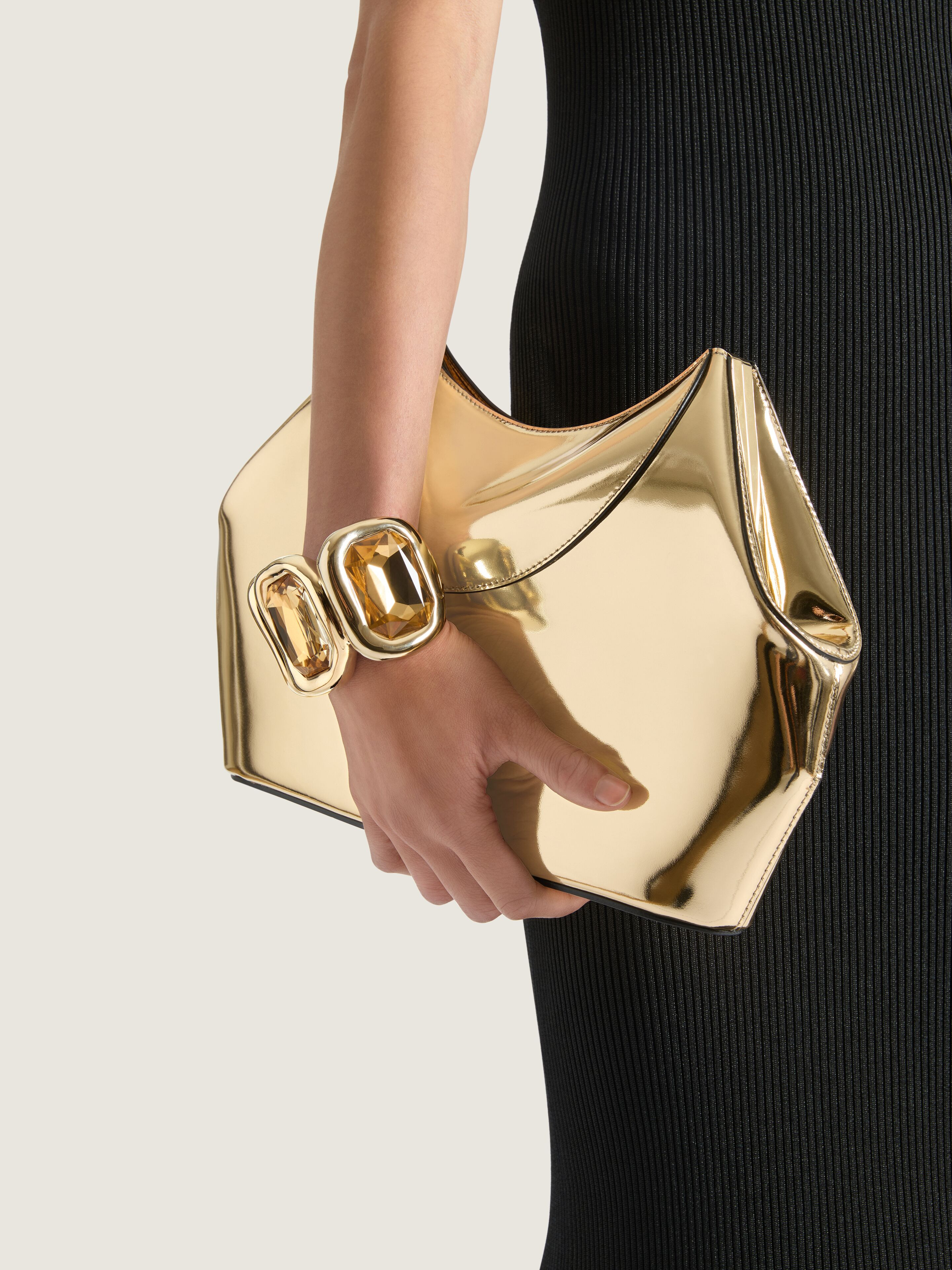 FACET CLUTCH IN MIRROR EFFECT LEATHER - 2