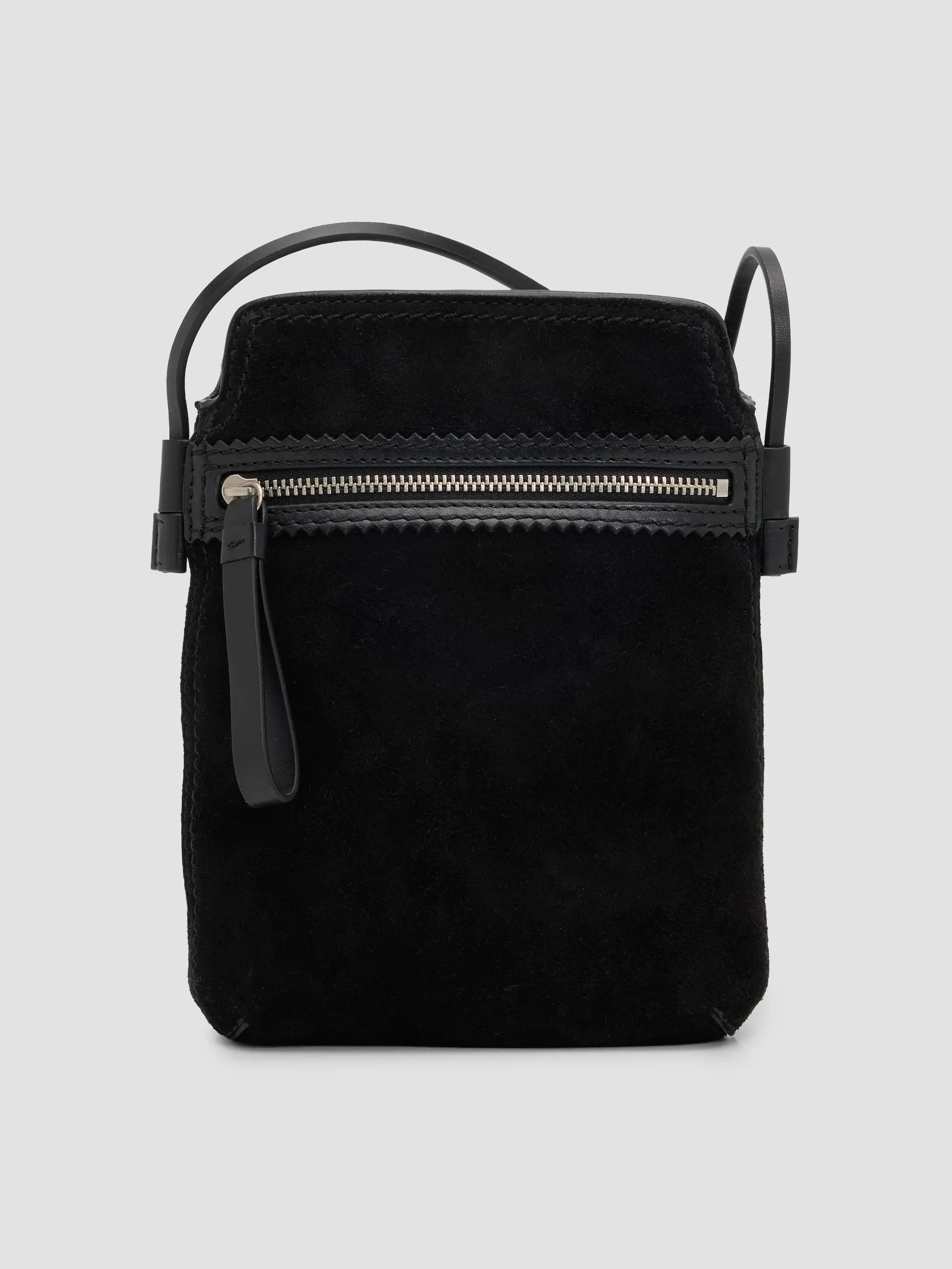 Men's Suede Crossbody Bag - Black - 1