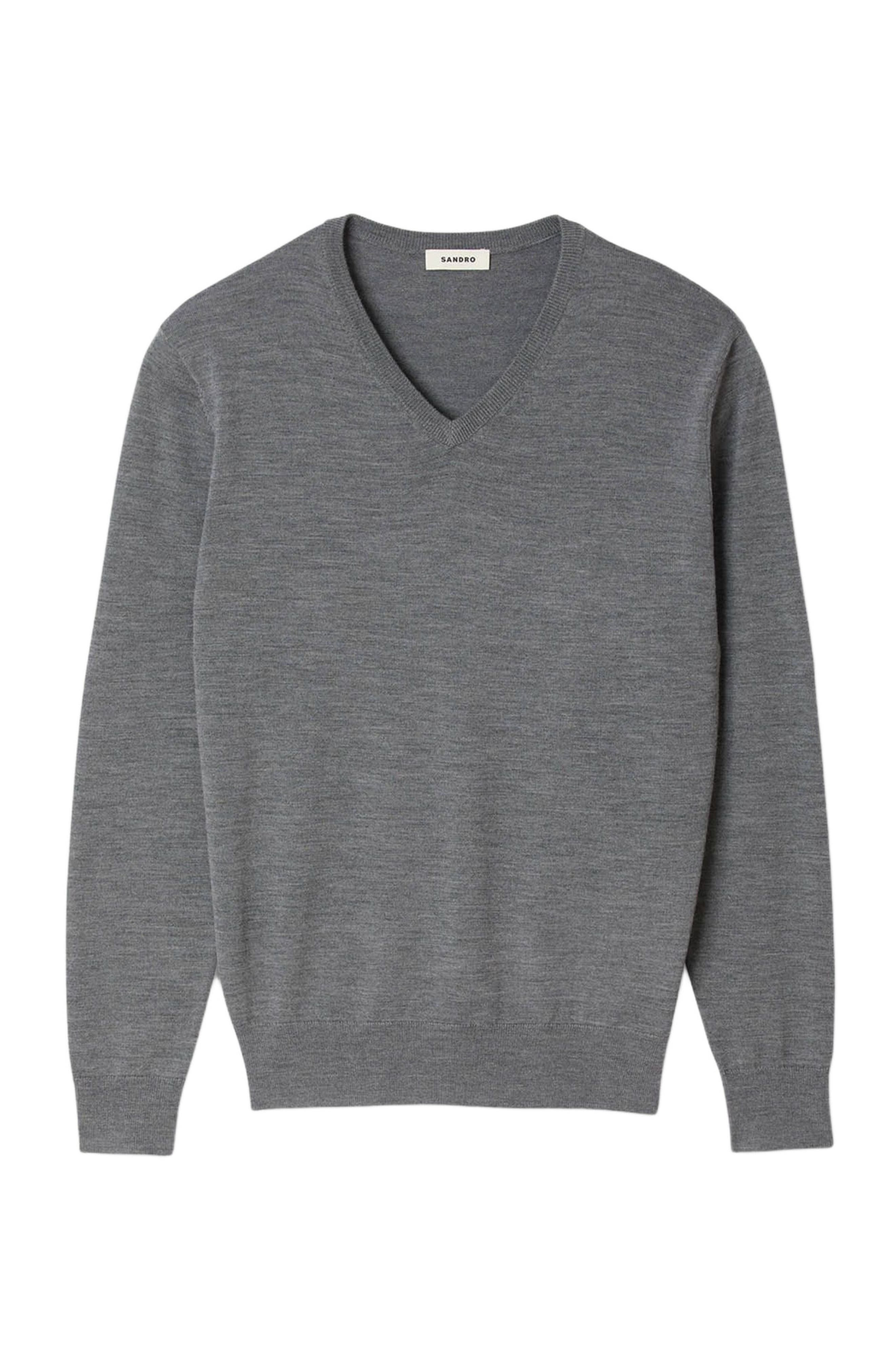 SANDRO Fine wool sweater in Light Grey Chine at Nordstrom - 4