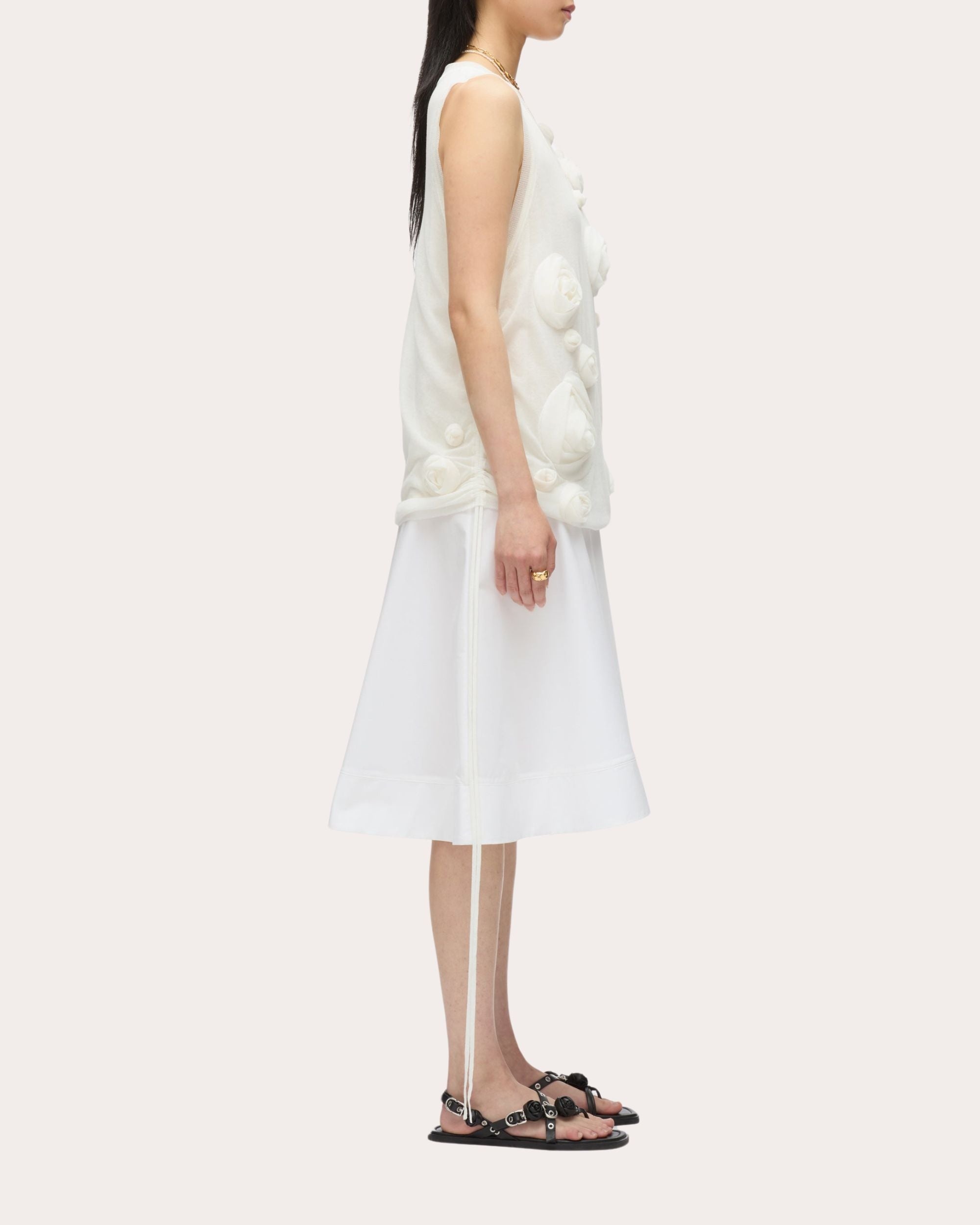 Rosette Double Layer Tank Combo Dress - 3