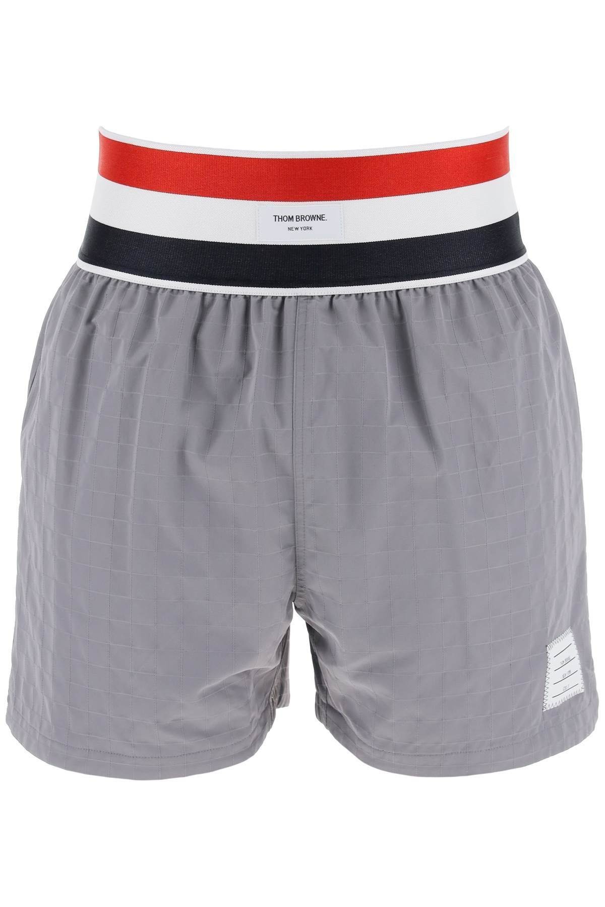 NYLON BERMUDA SHORTS WITH ELASTIC BAND IN RED - 1