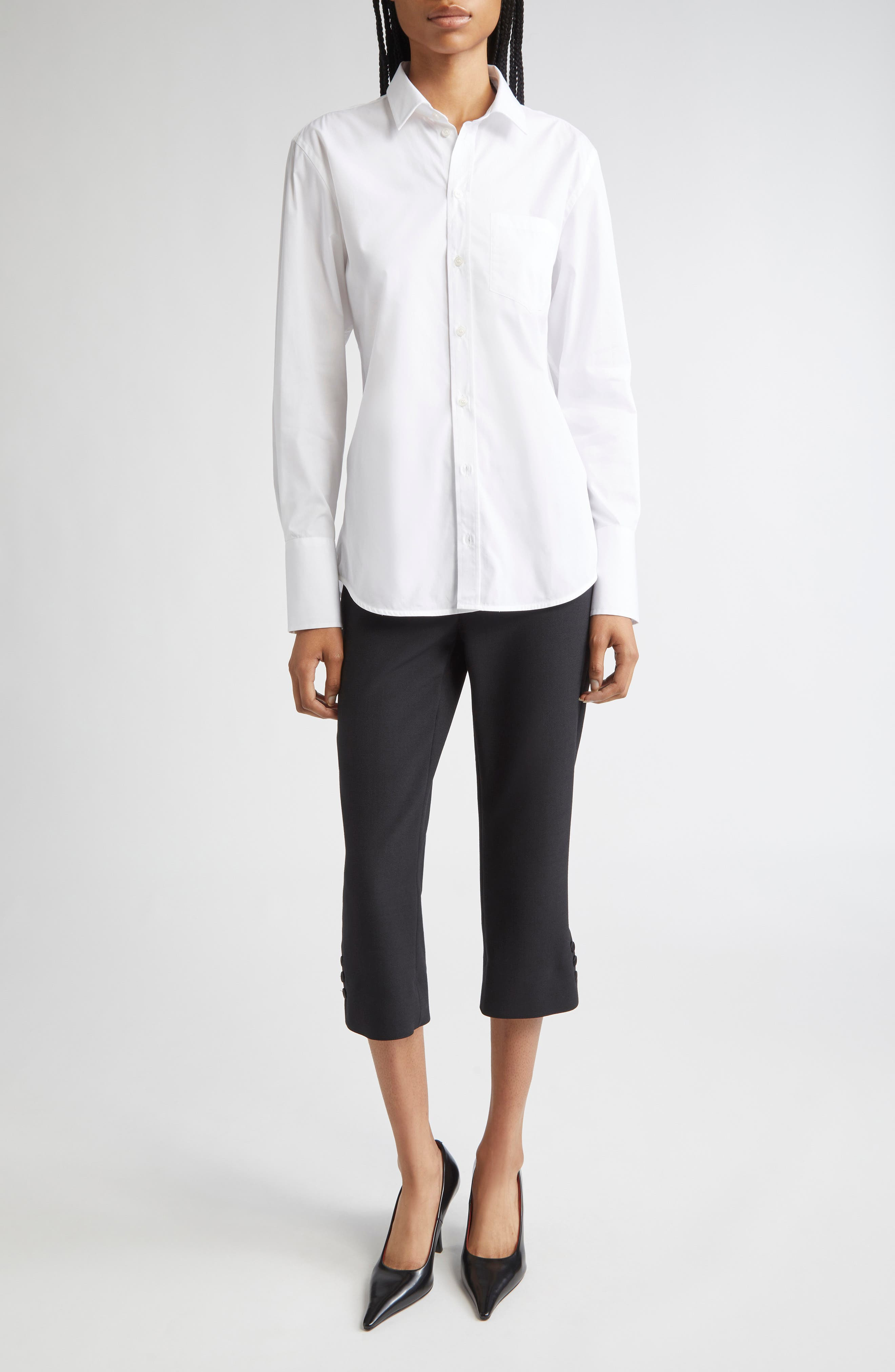 Victoria Beckham Tab Detail Double Crepe Crop Pants in Black at Nordstrom - 2
