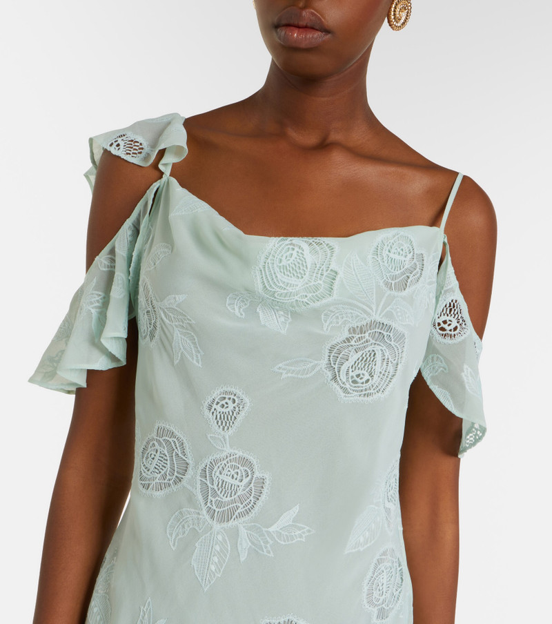 Embroidered ruffled georgette maxi dress 3