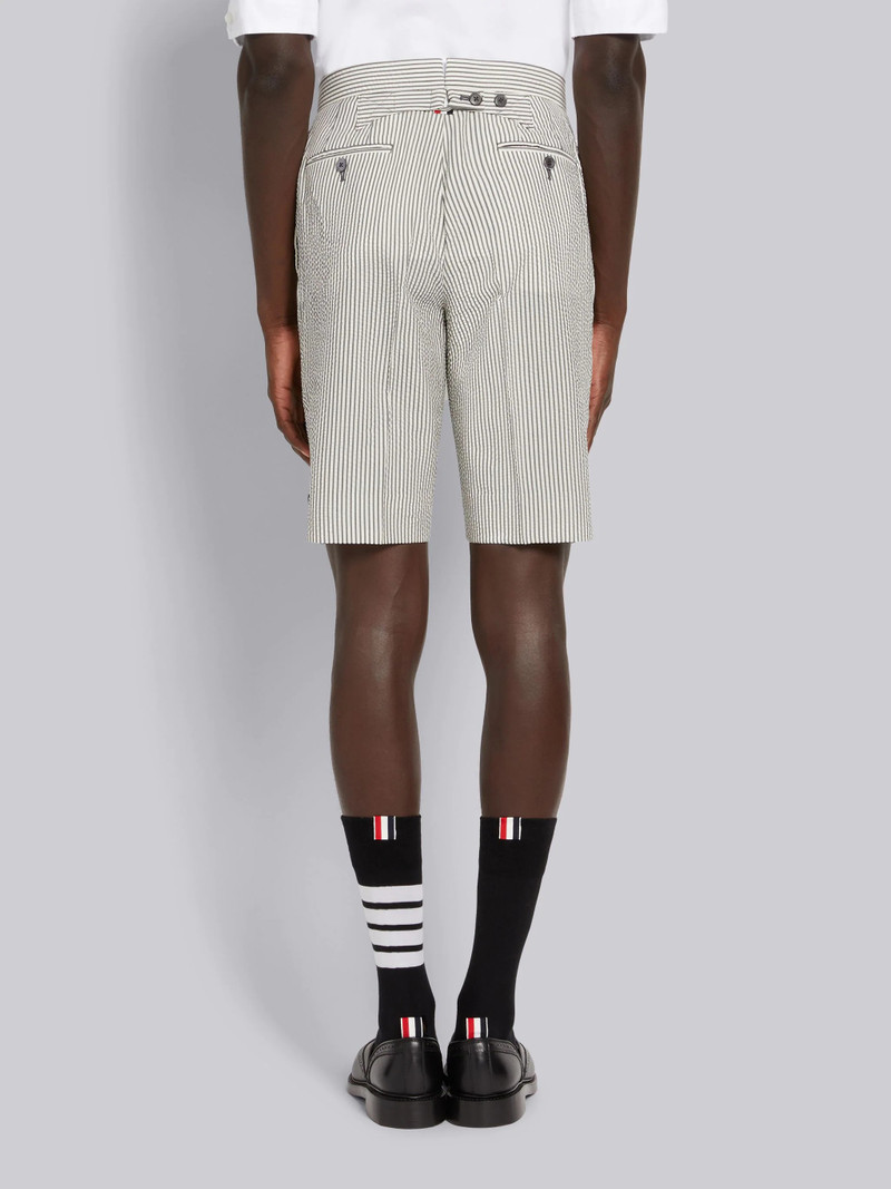 Medium Grey Wool Seersucker Classic Backstrap Short 3