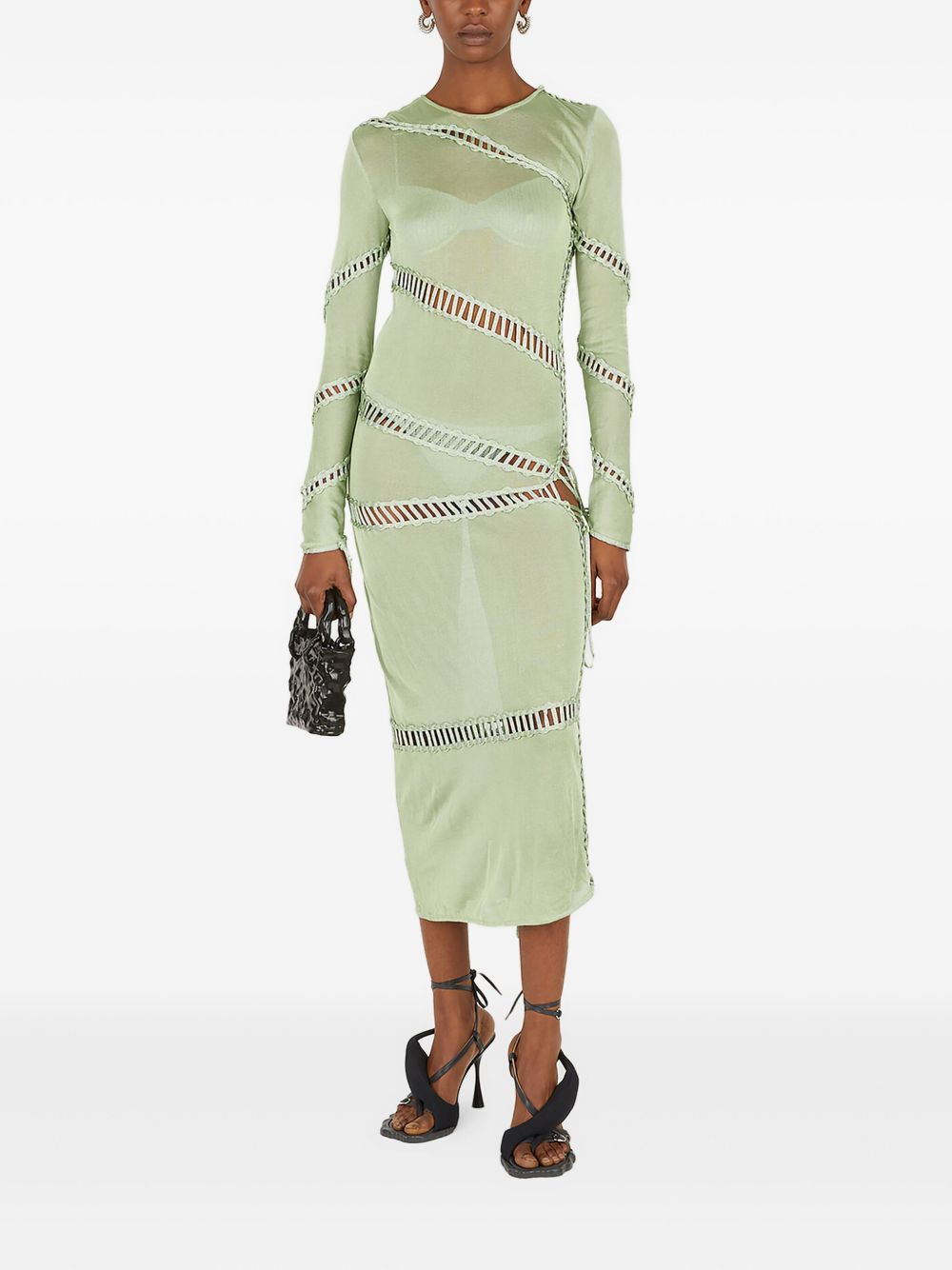 braided-panel midi dress - 2