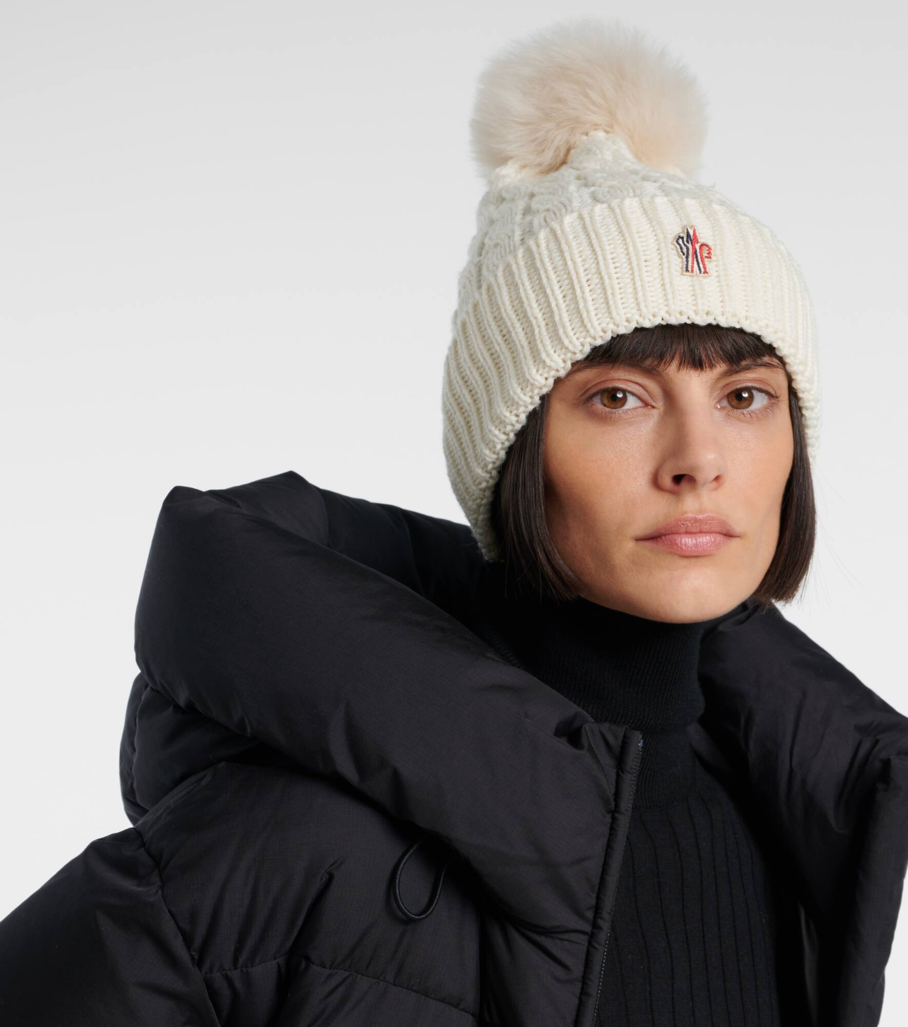 Logo shearling-trimmed virgin wool beanie - 2