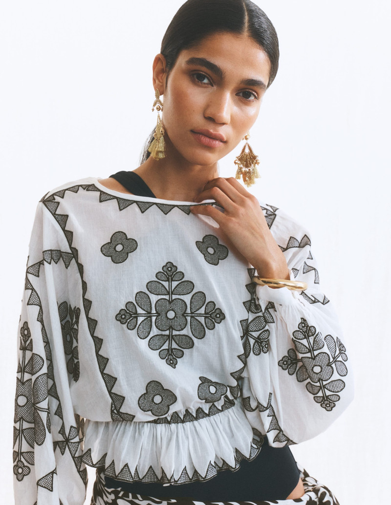 Embroidered Vacation Top-Ivory 8