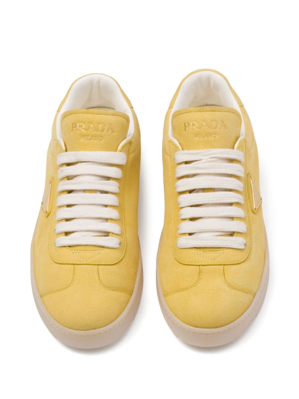 スニーカー PRADA  suede sneakers with triangle logo Prada Triangle-Logo Suede Sneakers | Sendegaro MY