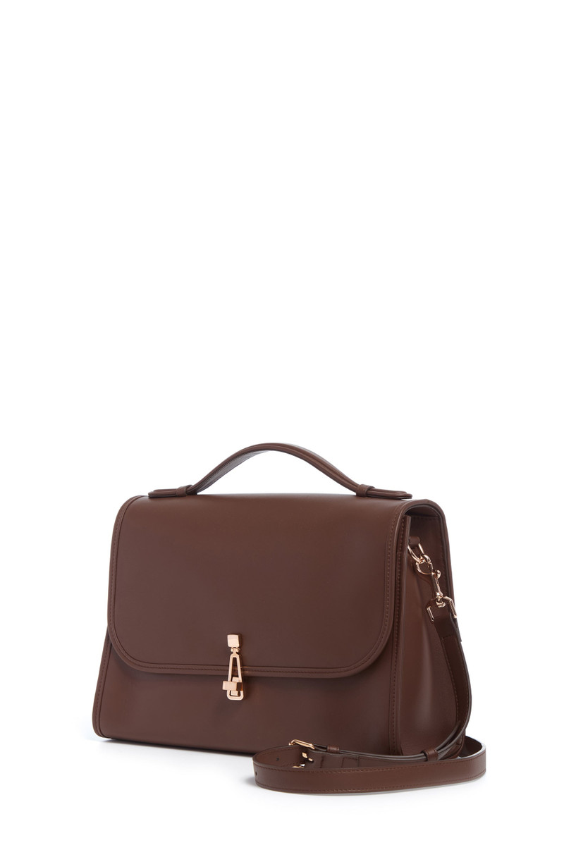 GABRIELA HEARST Large Leonora Flap Bag in Chocolate Leather outlook