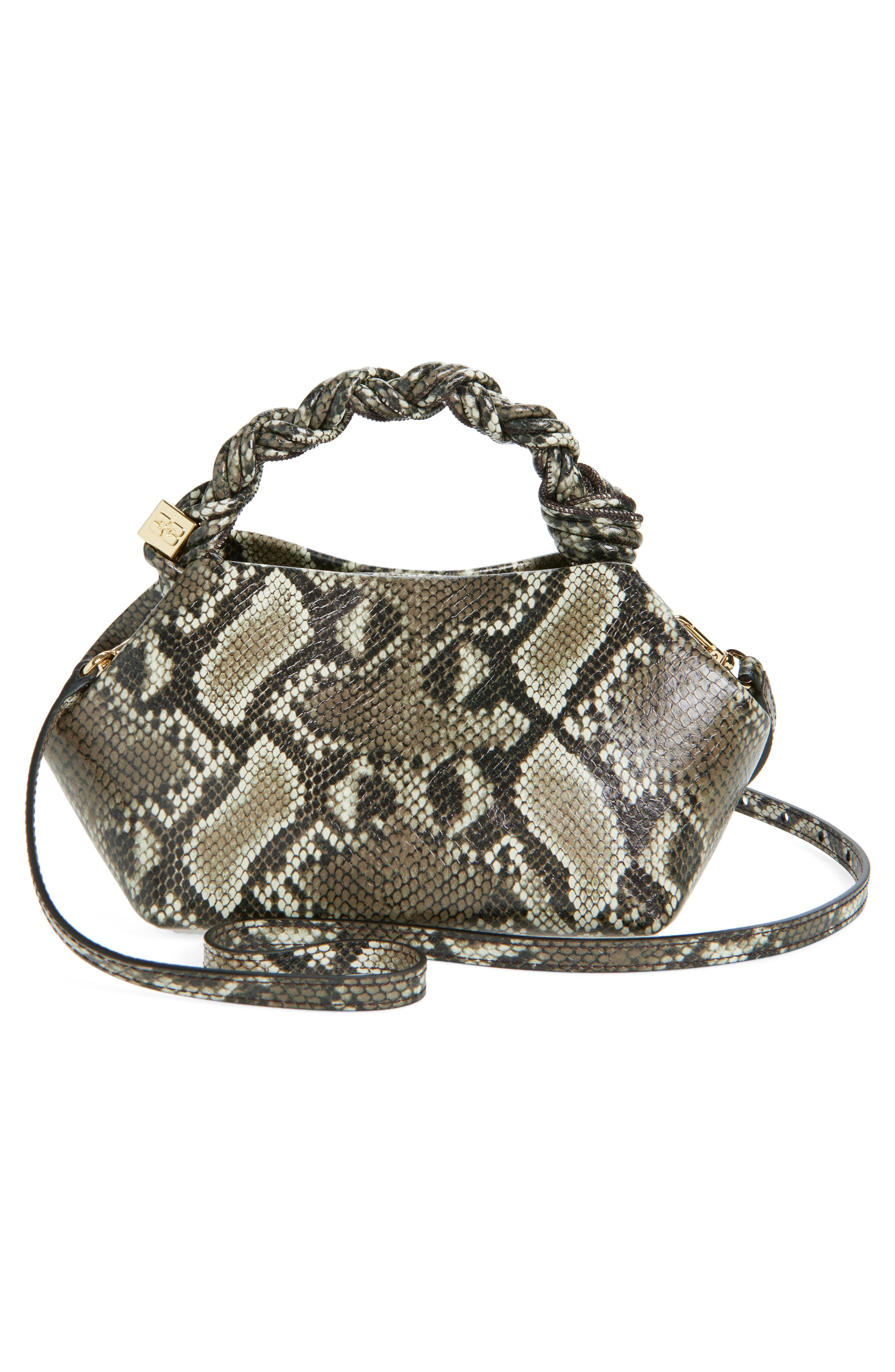 Ganni Small Bou Leopard Print Handbag in Egret at Nordstrom - 4