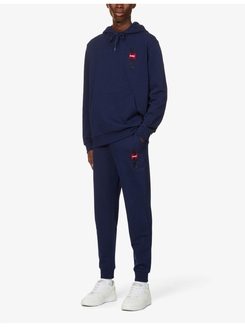 HUGO Japanese-ideogram cotton-jersey hoody outlook