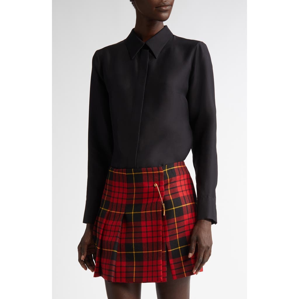 Alexander McQueen Silk Button-Up Shirt in Black at Nordstrom - 1