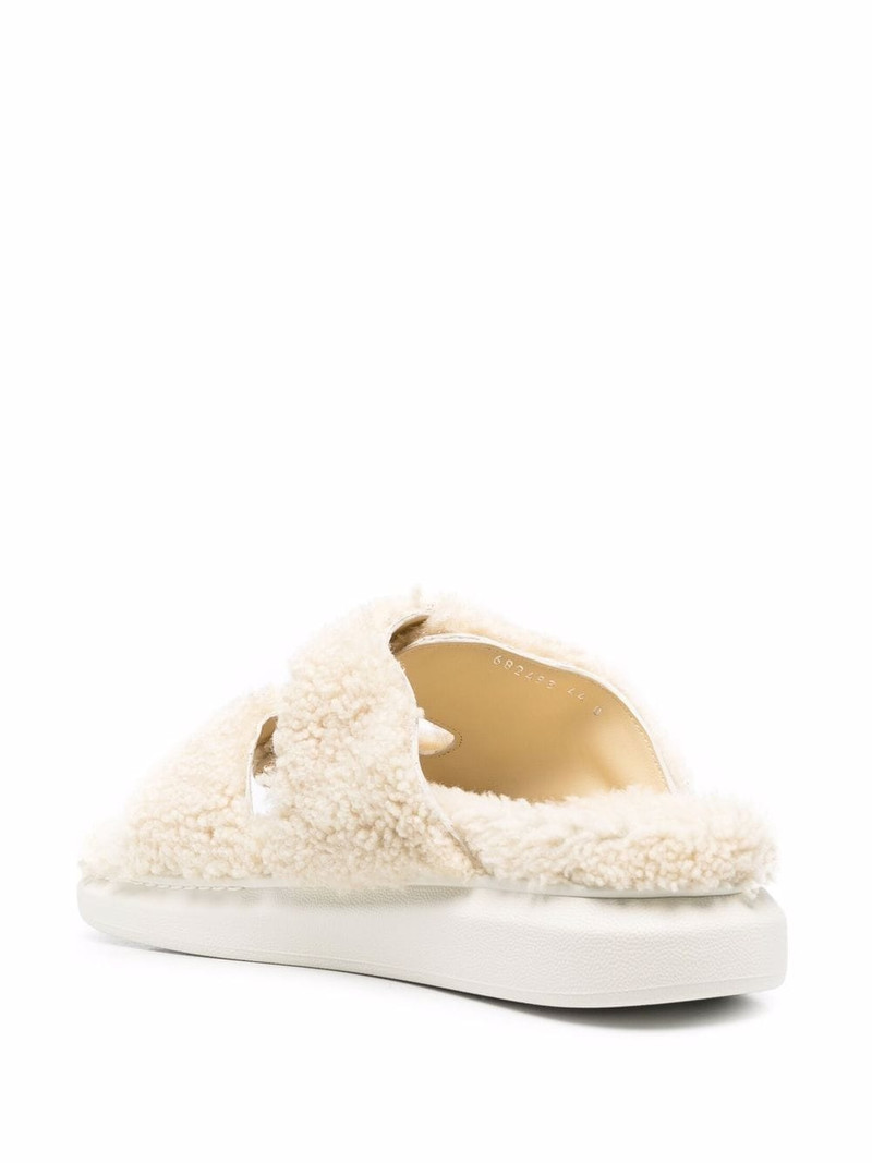 shearling-trim open toe sandals 3