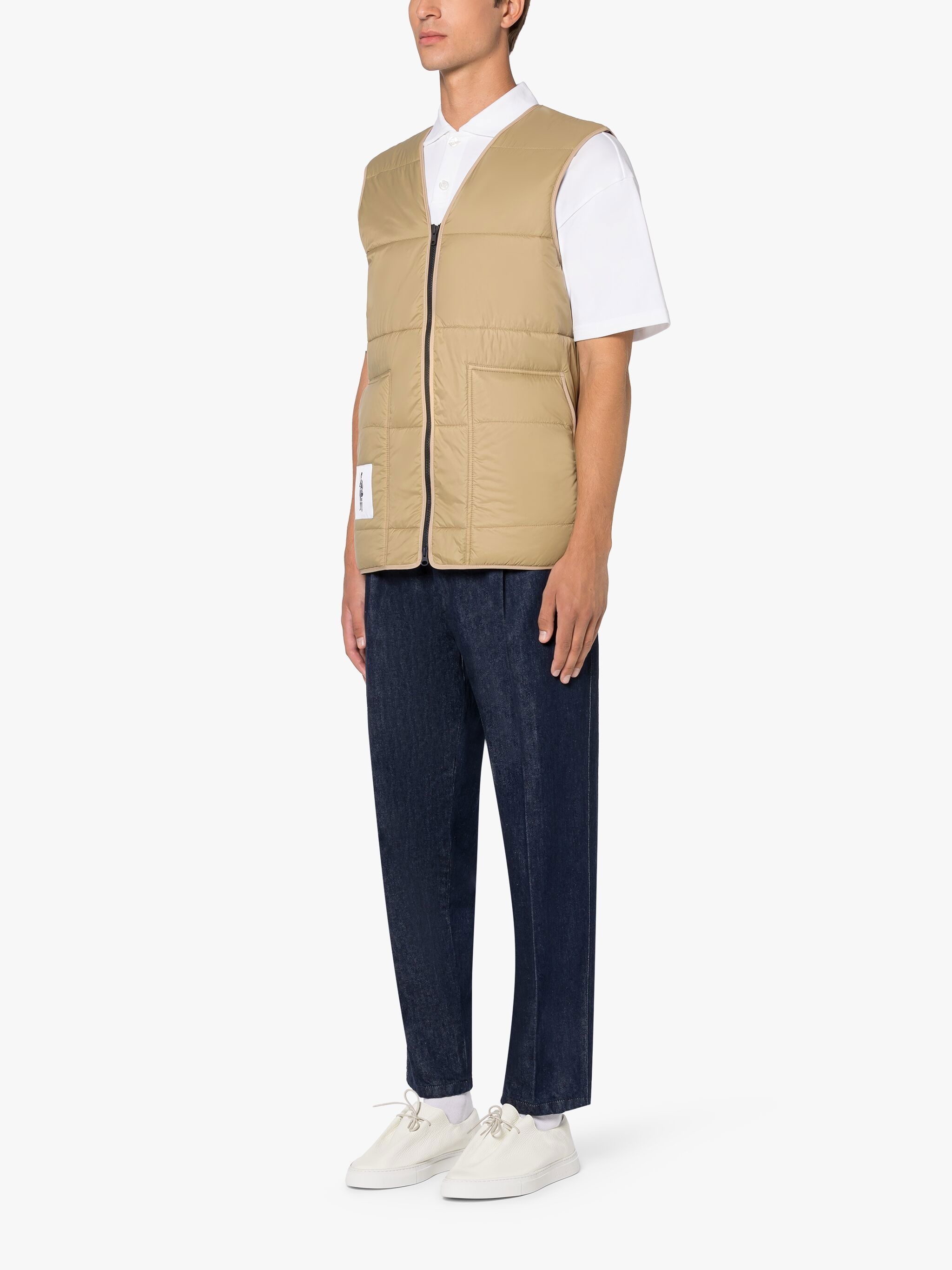 FOUR SEASON BEIGE NYLON GILET - 4