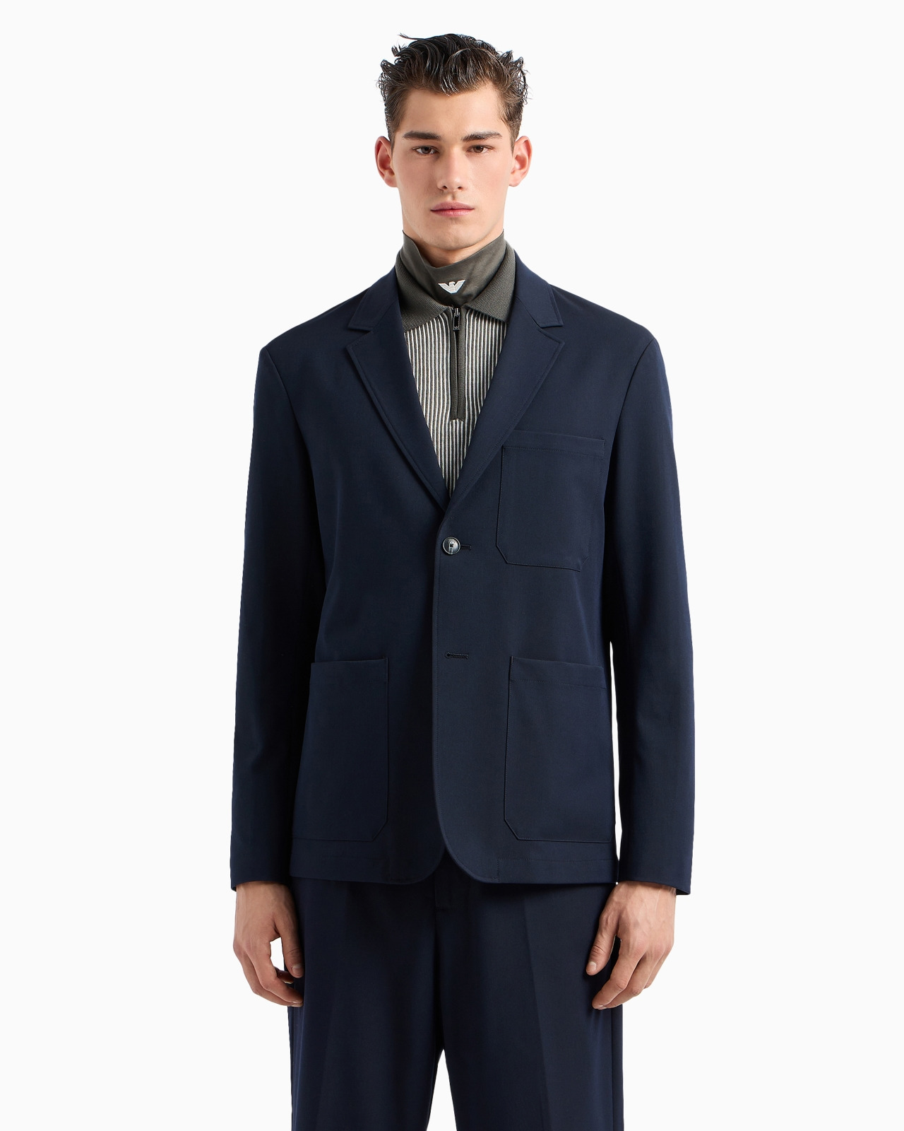Single-breasted jacket in compact fabric with a wool finish - 2