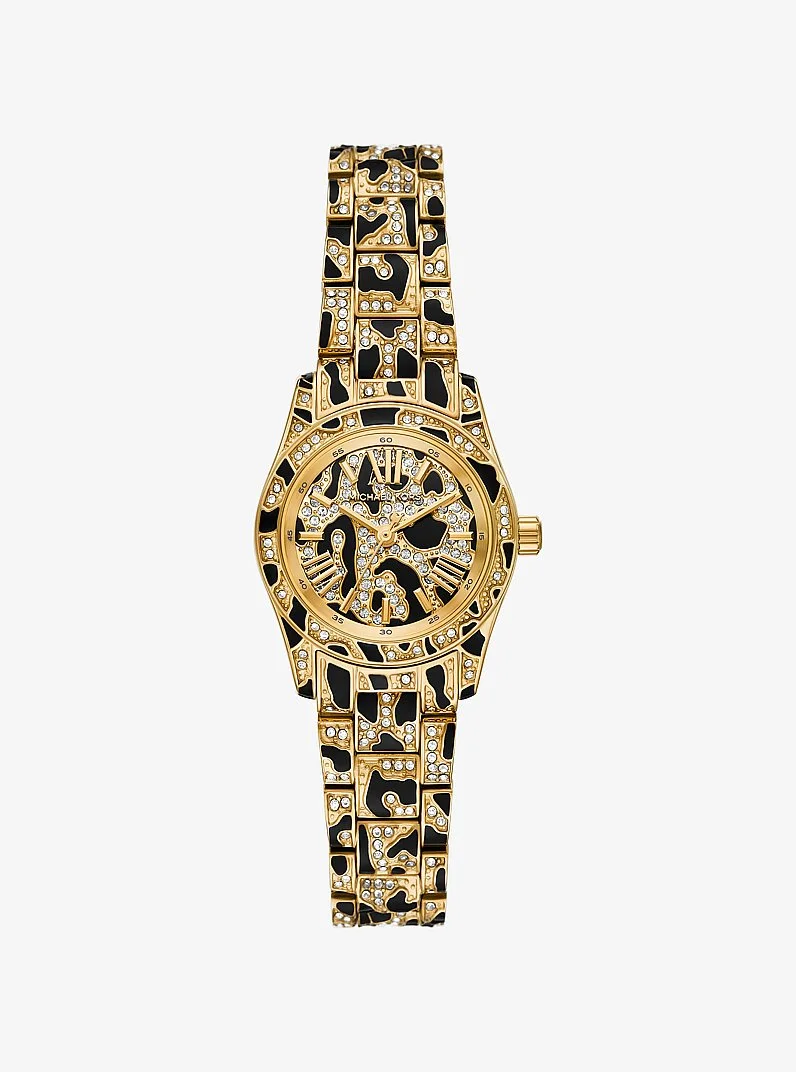 Petite Lexington Pavé Animal Print Gold-Tone Watch - 1