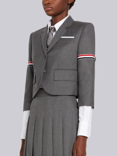 Thom Browne Medium Grey Super 120's Twill Stripe Armband Cropped Jacket outlook