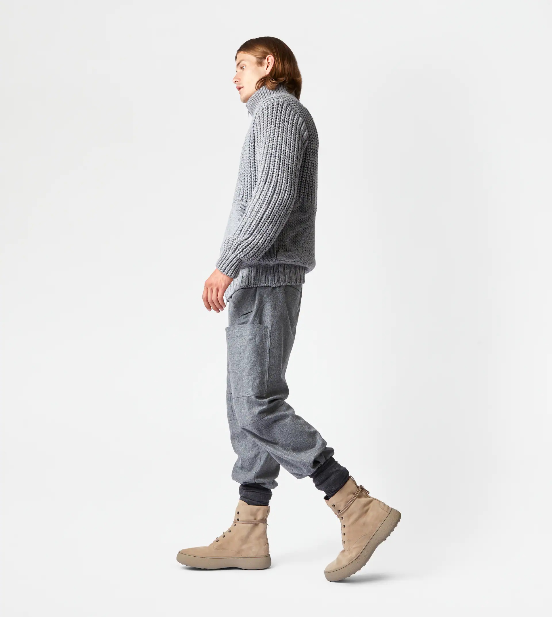 TOD'S BAGGY TROUSERS IN WOOL - GREY - 4