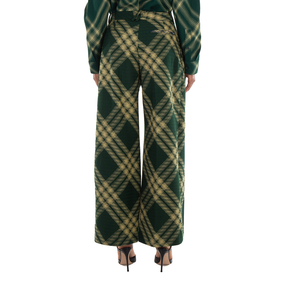 Burberry Wide-Leg Tartan Wool Boyfriend Trousers - 6
