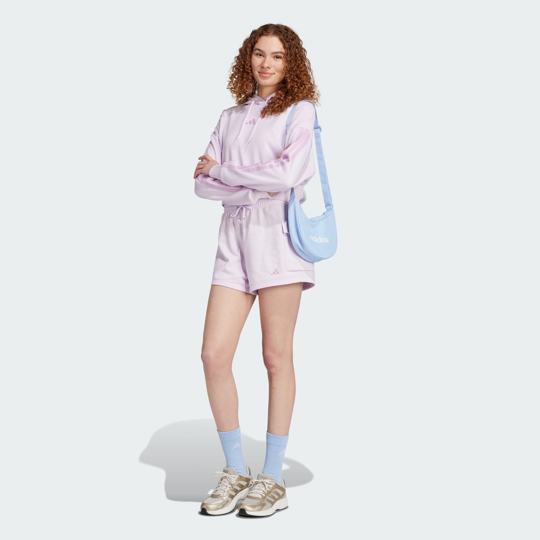 Essentials 3-Stripes French Terry Crop Hoodie - 5