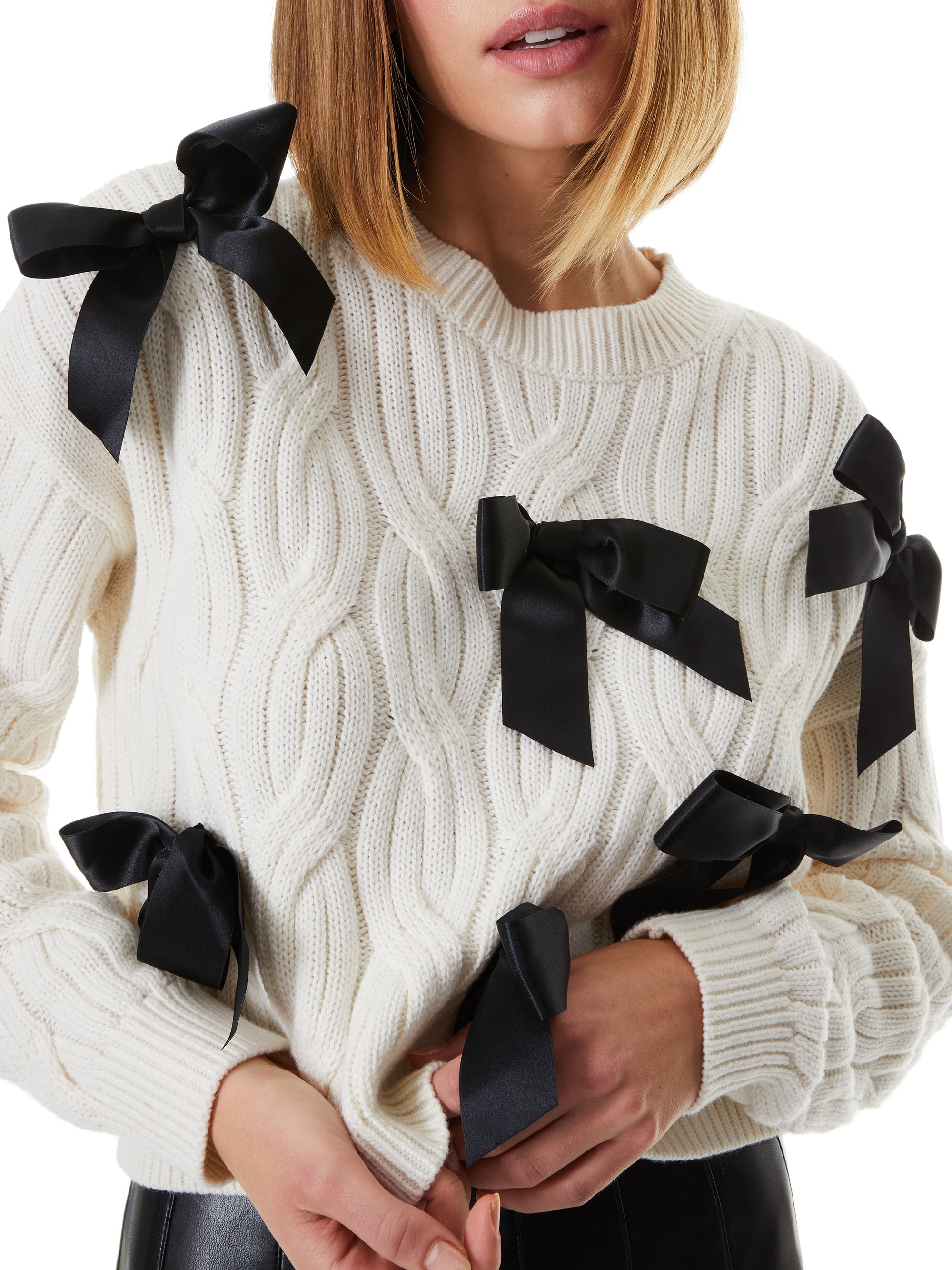 BEAU CABLEKNIT BOW SWEATER - 5