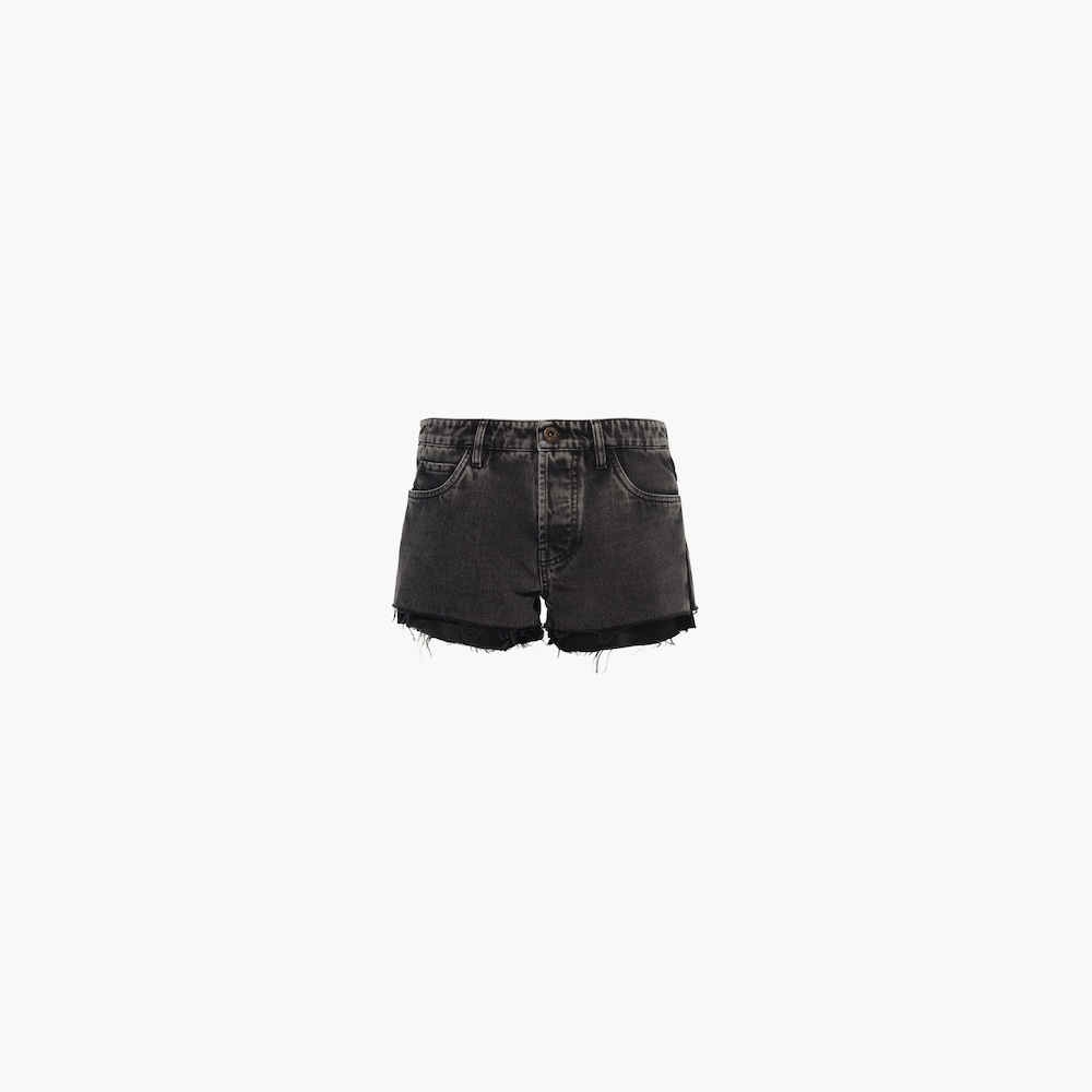 Miu Miu distressed denim shorts - Black