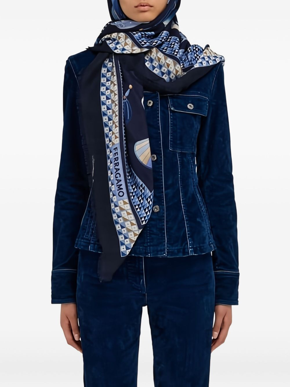 geometrical renaissance print-cashmere shawl - 4