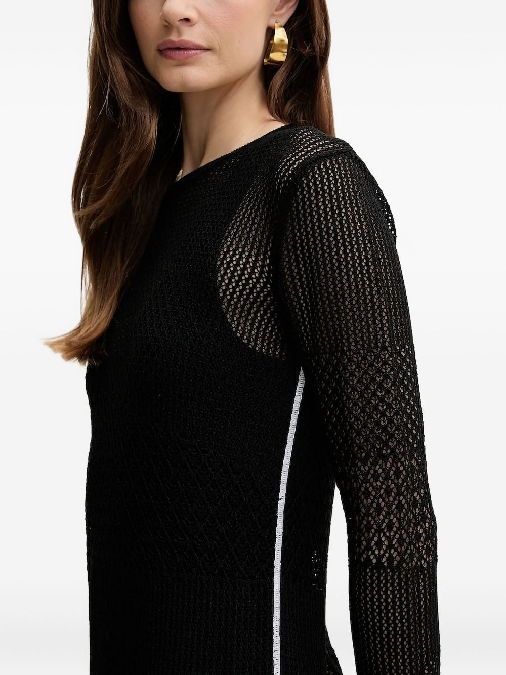 pointelle-knit side-stripe mini dress - 3