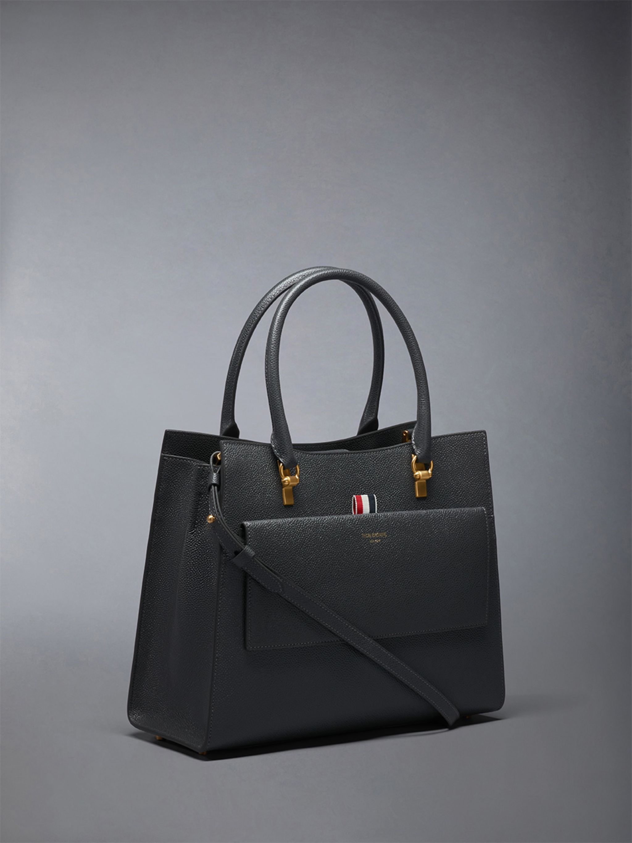 Medium Duet Tote in Pebble Grain Leather - 3