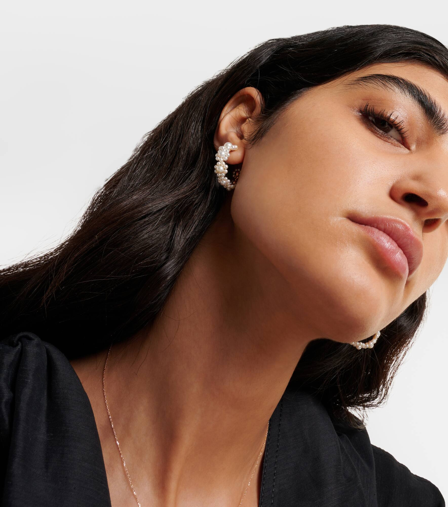 Jardin Boucle 14kt gold earrings with freshwater pearls - 2