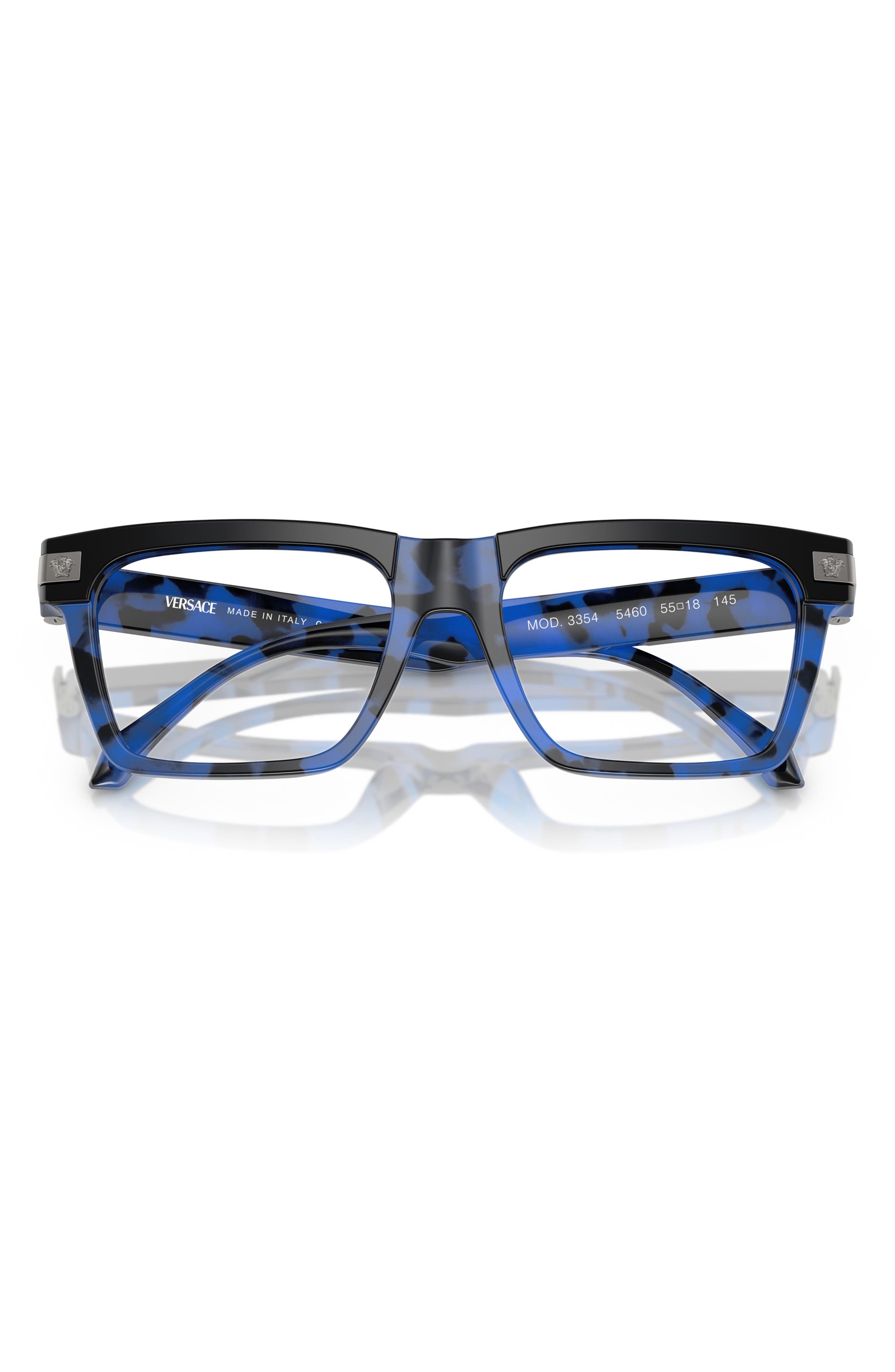 Versace 55mm Rectangle Optical Glasses in Blue Havana at Nordstrom - 5