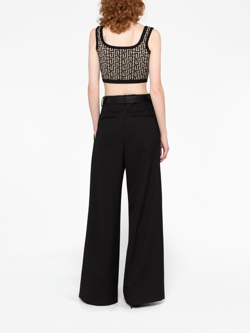 monogram-jacquard crop top - 10