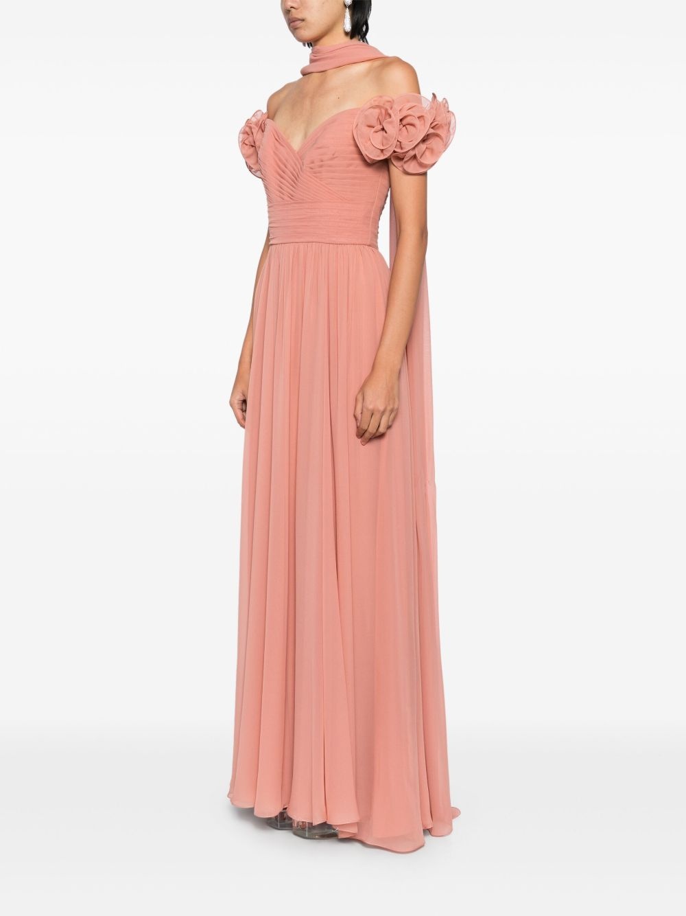 silk off-shoulder dress - 3