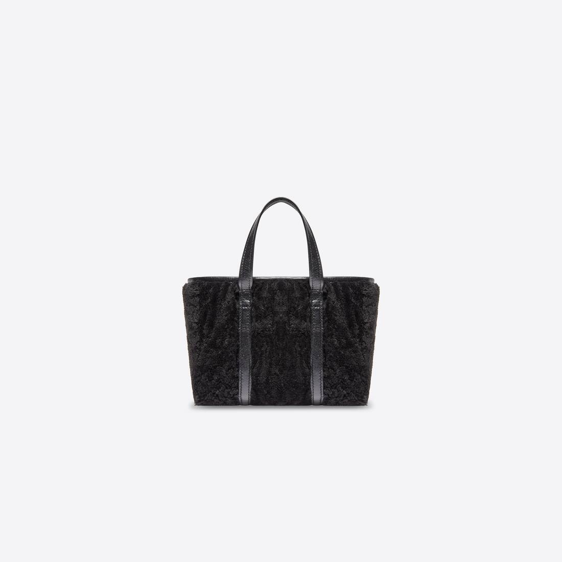 Women's Barbes Small East-west Shopper Bag In Shearling in Black - 2