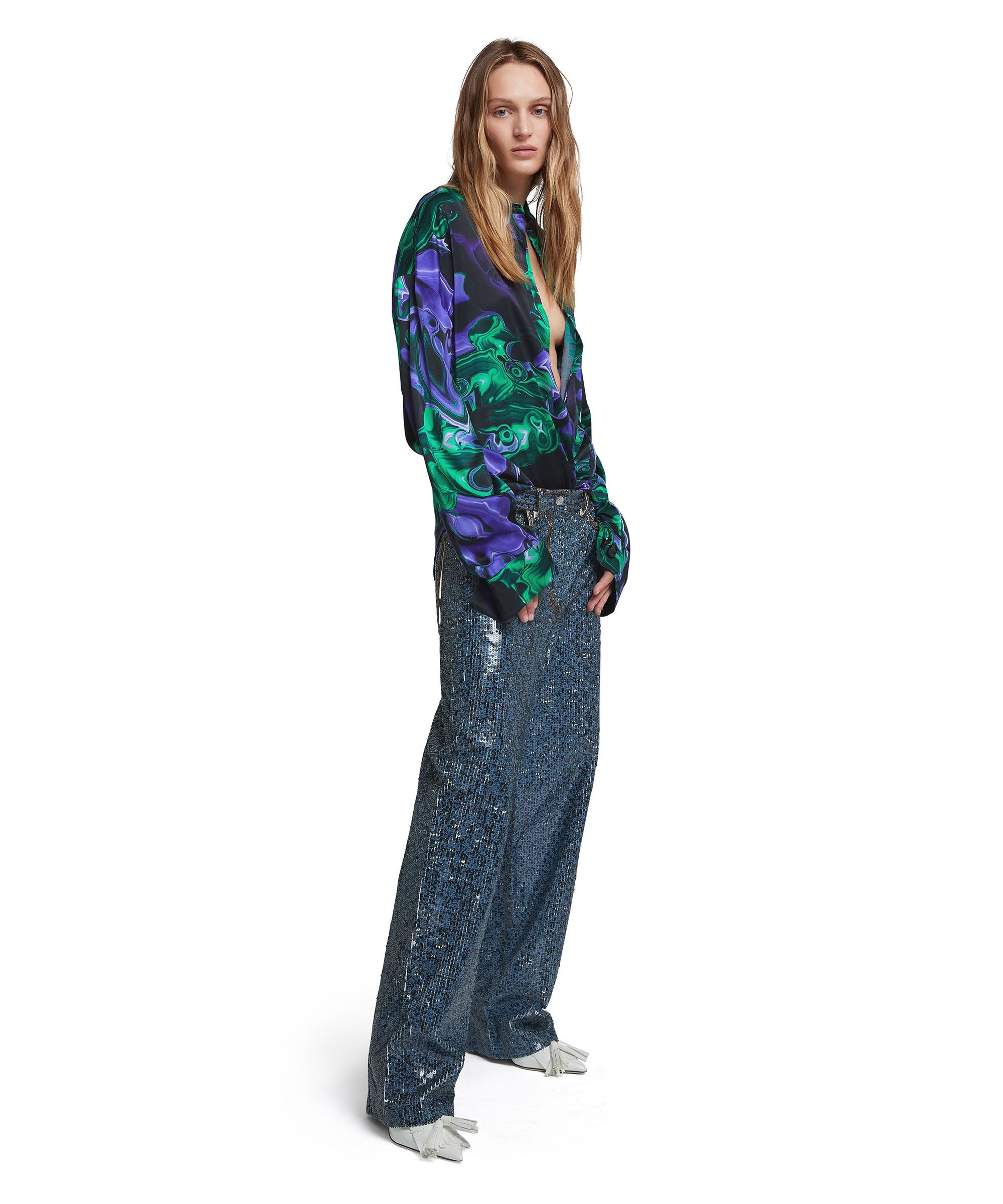 Denim "Sequins" trousers - 5