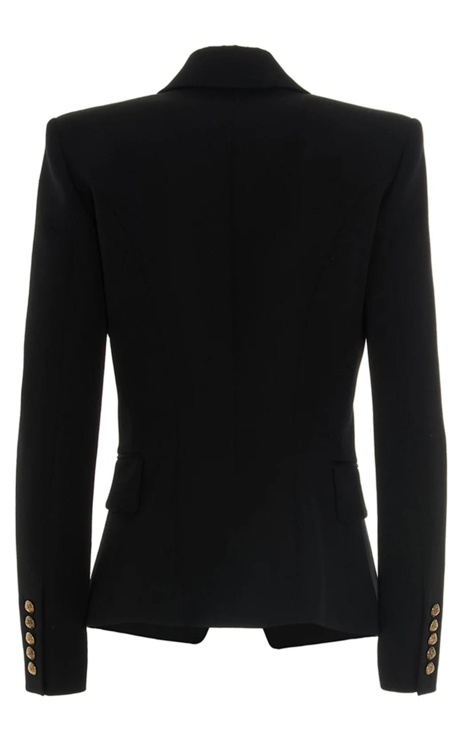 Black Wool Classic Double-Breasted Blazer Jacket - 5