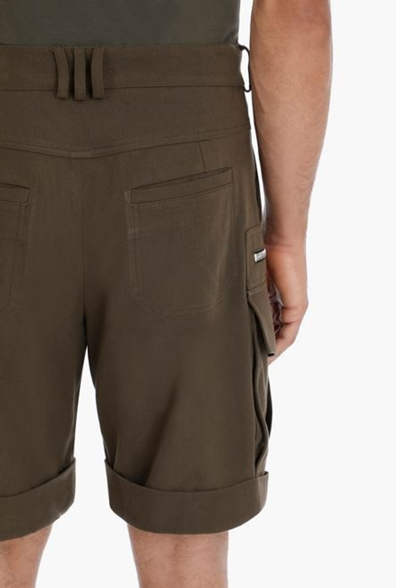 Khaki cotton cargo Bermuda shorts 8