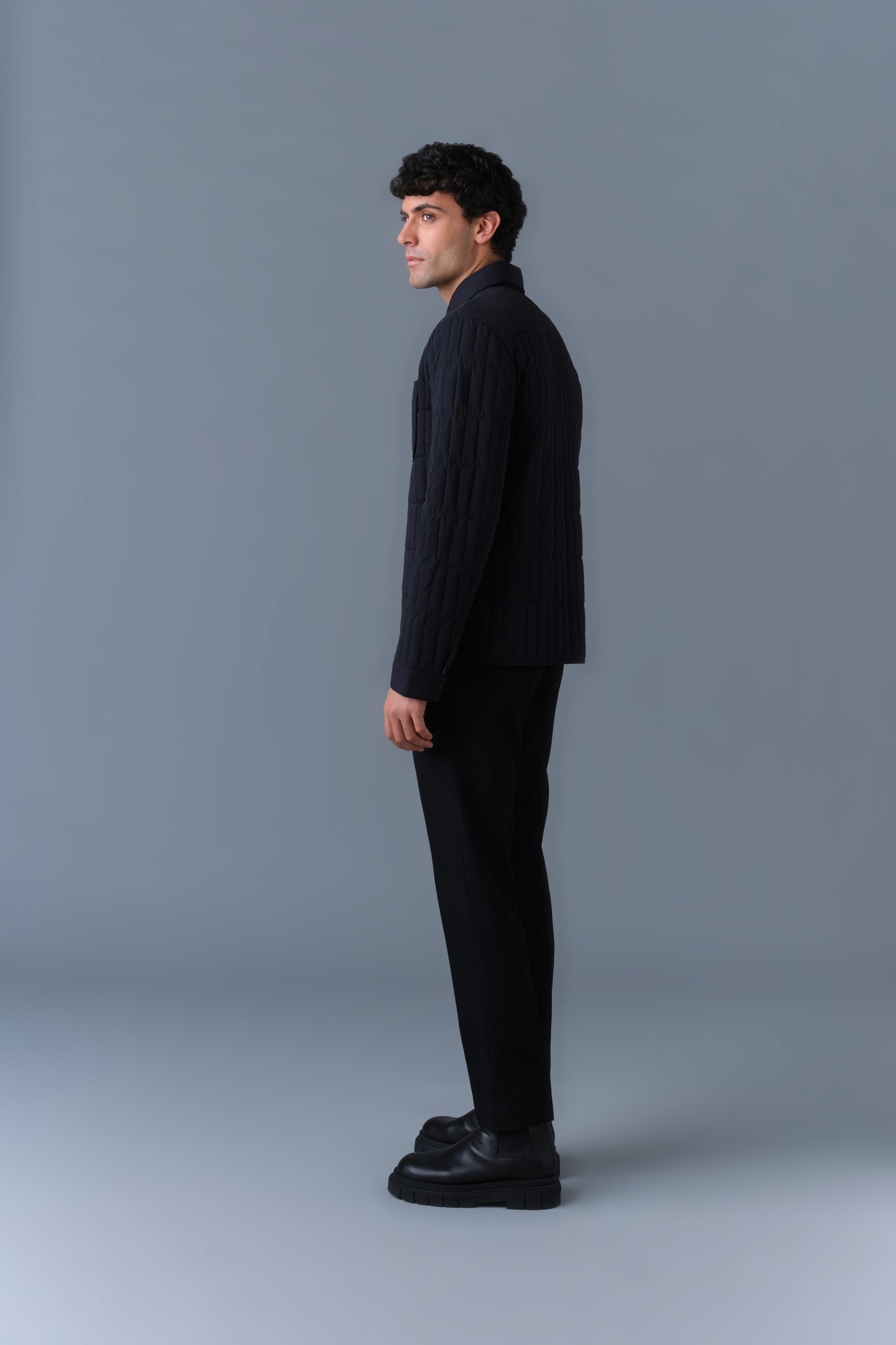 MATEO Vertical Quilted Jacket with Spread Collar - 4